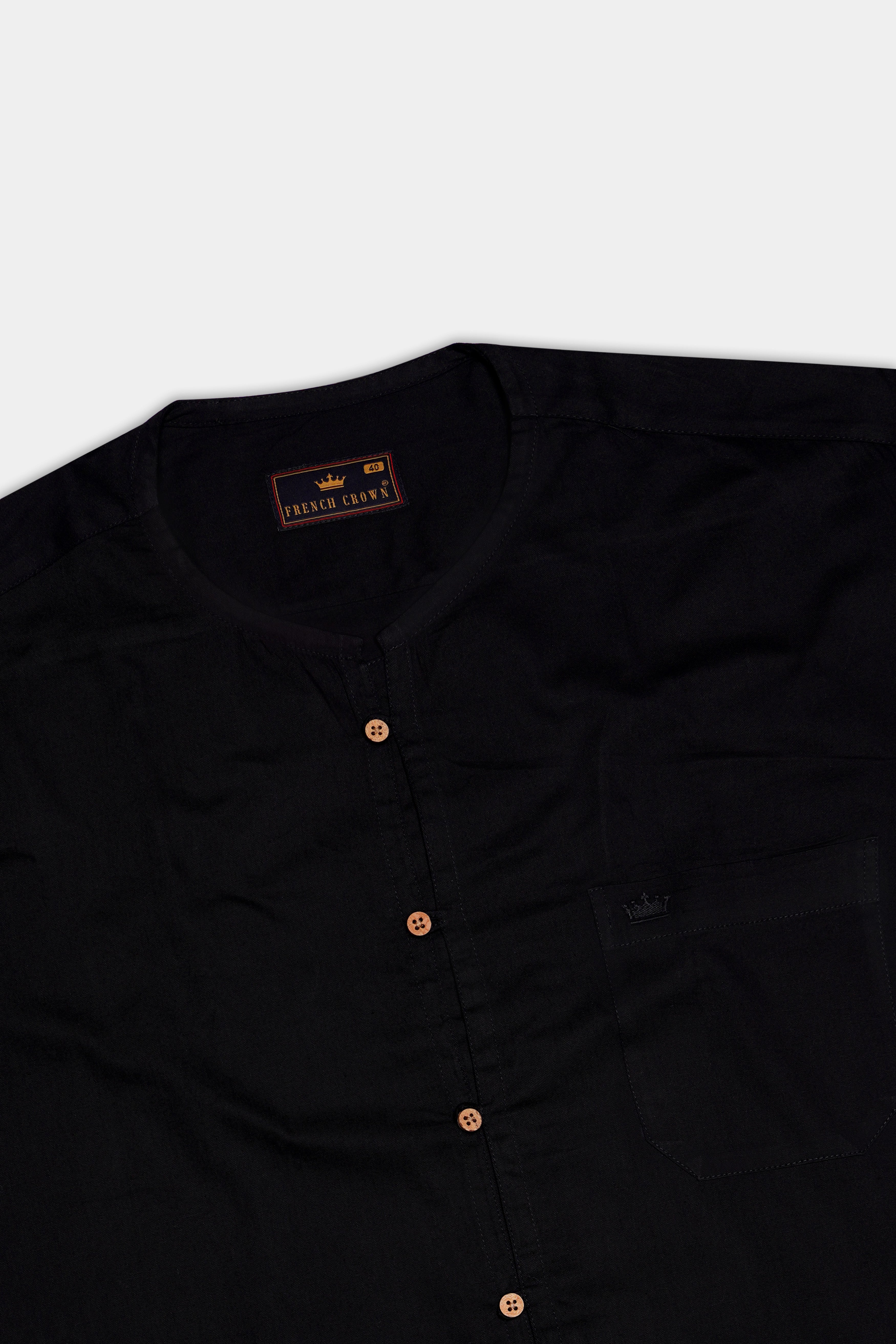 Jade Black Super Soft Premium Cotton Collarless Kurta Shirt