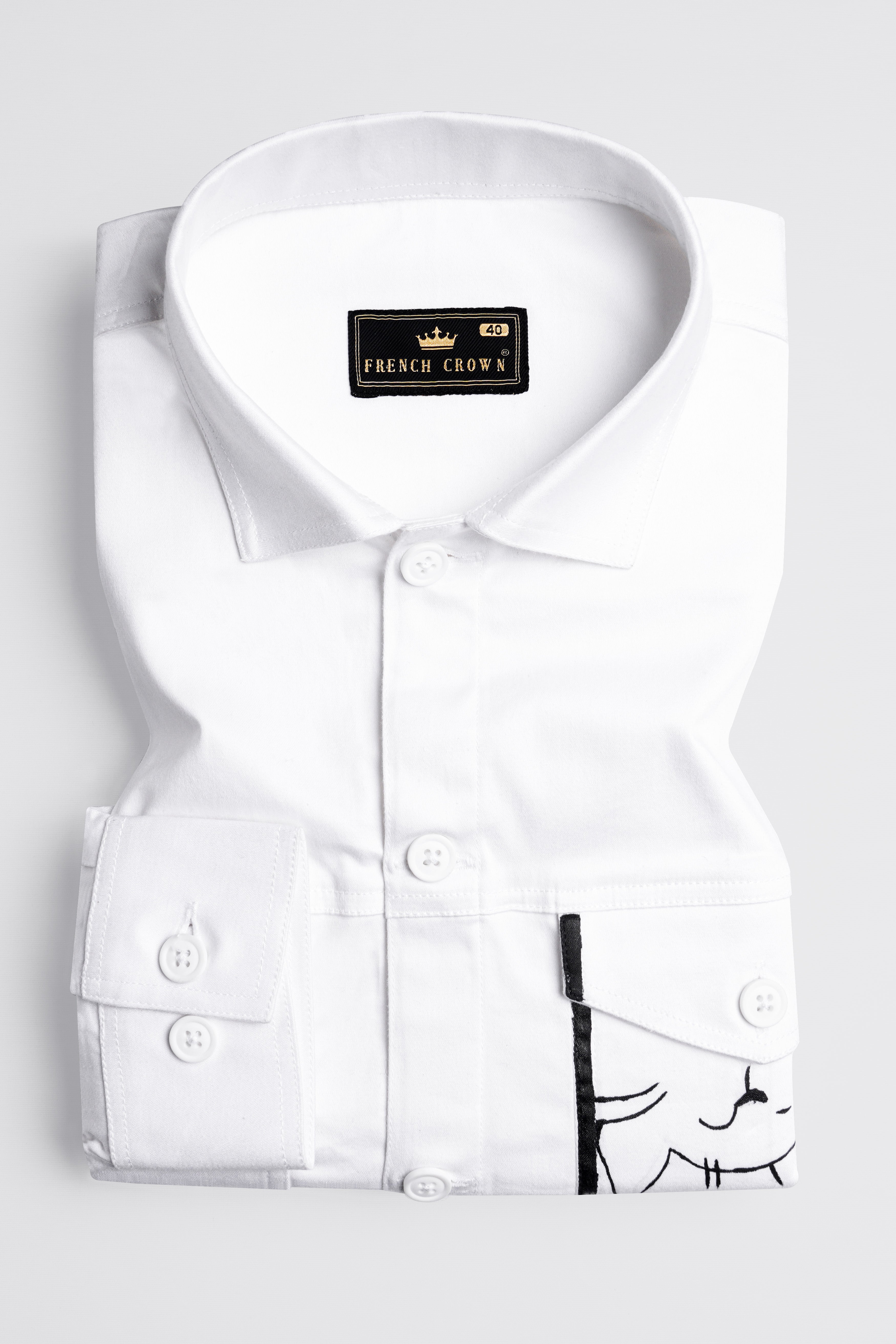 Bright White Hand Painted Super Soft Premium Cotton Designer Shirt