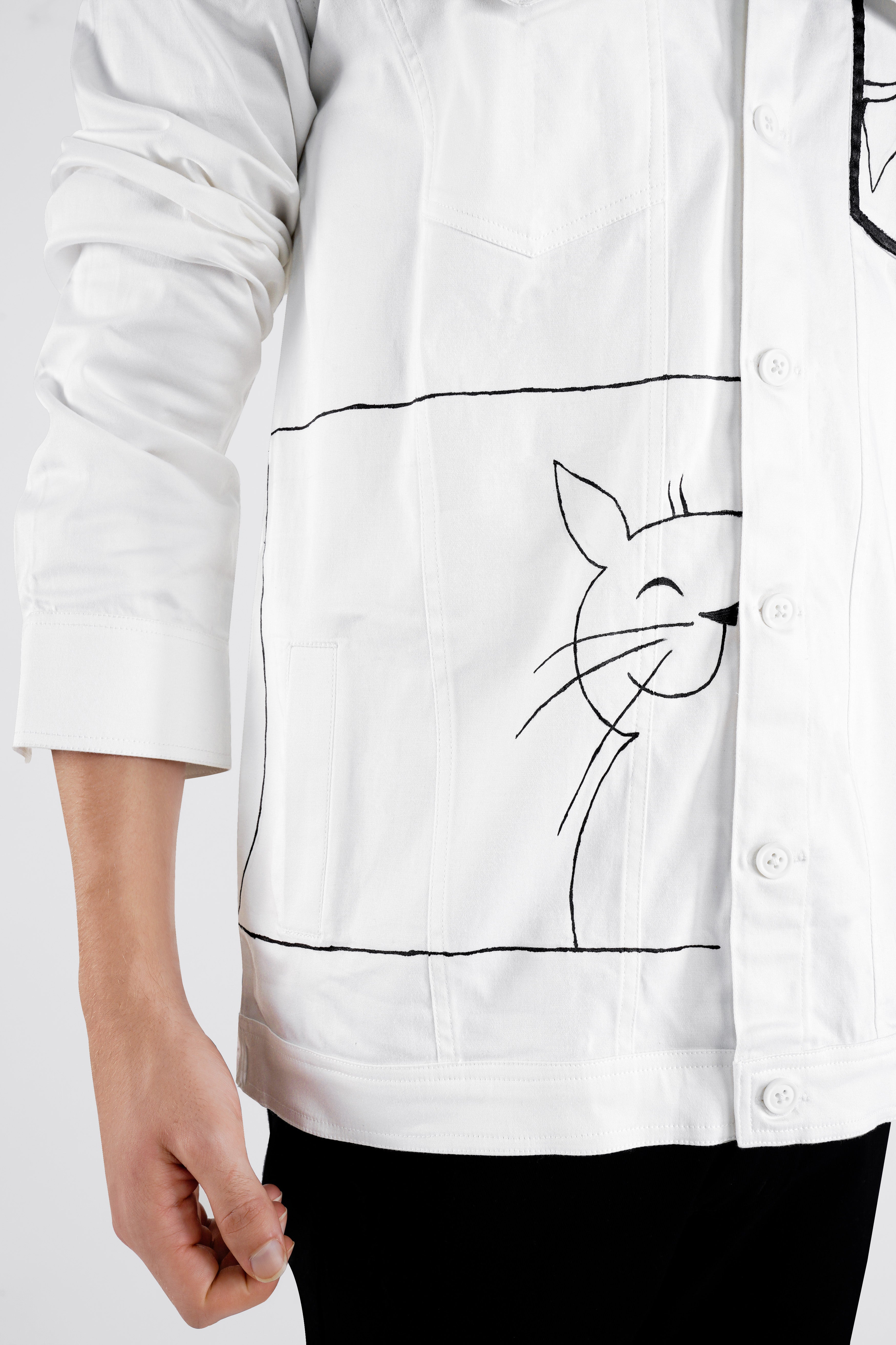 Bright White Hand Painted Super Soft Premium Cotton Designer Shirt
