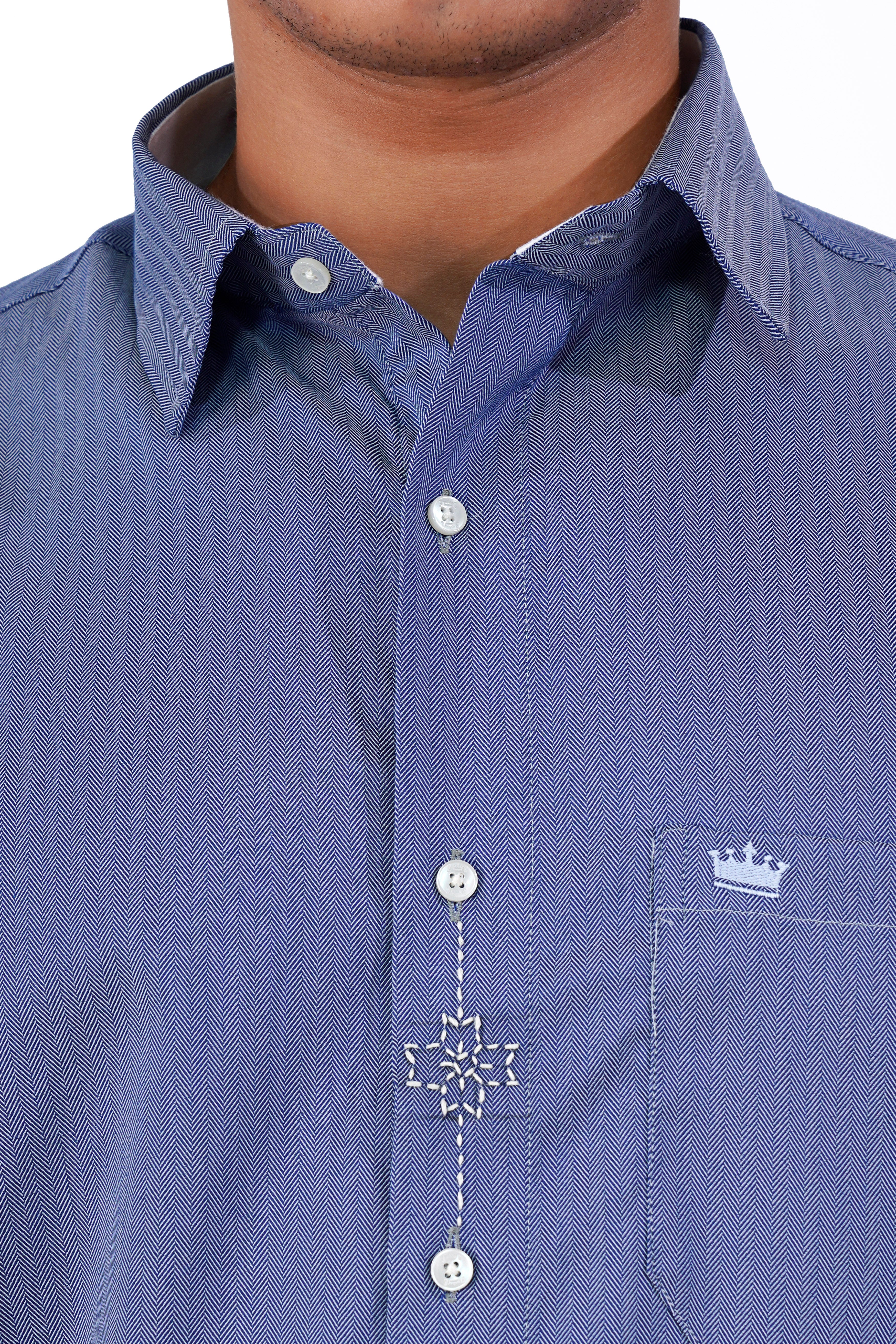 Glaucous Blue Hand Stitched Embroidered Herringbone Designer Shirt 6128-CP-EA202-38, 6128-CP-EA202-H-38, 6128-CP-EA202-39, 6128-CP-EA202-H-39, 6128-CP-EA202-40, 6128-CP-EA202-H-40, 6128-CP-EA202-42, 6128-CP-EA202-H-42, 6128-CP-EA202-44, 6128-CP-EA202-H-44, 6128-CP-EA202-46, 6128-CP-EA202-H-46, 6128-CP-EA202-48, 6128-CP-EA202-H-48, 6128-CP-EA202-50, 6128-CP-EA202-H-50, 6128-CP-EA202-52, 6128-CP-EA202-H-52