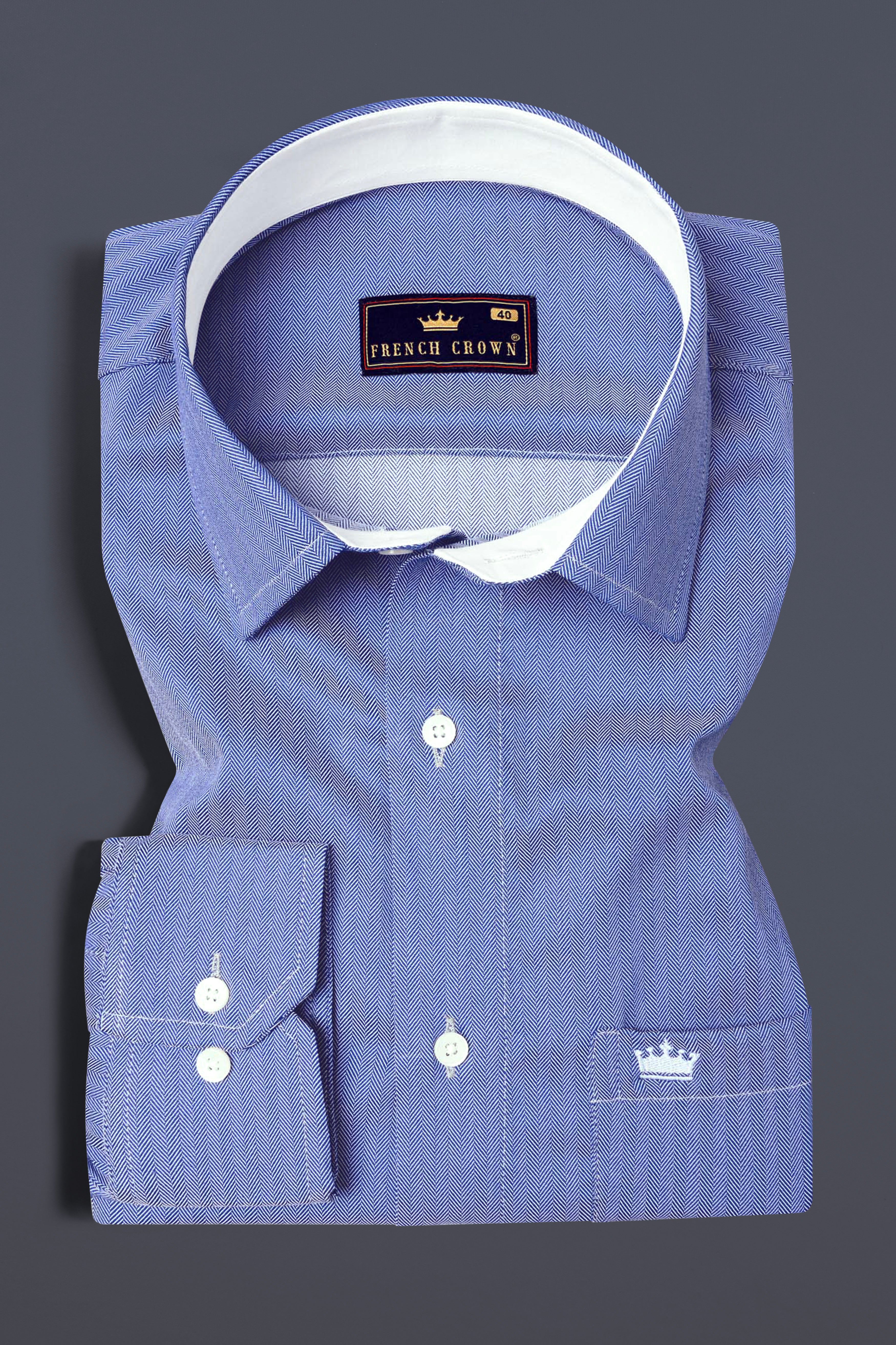 Wild Blue Yonder Subtle Striped Stretchable Herringbone Shirt