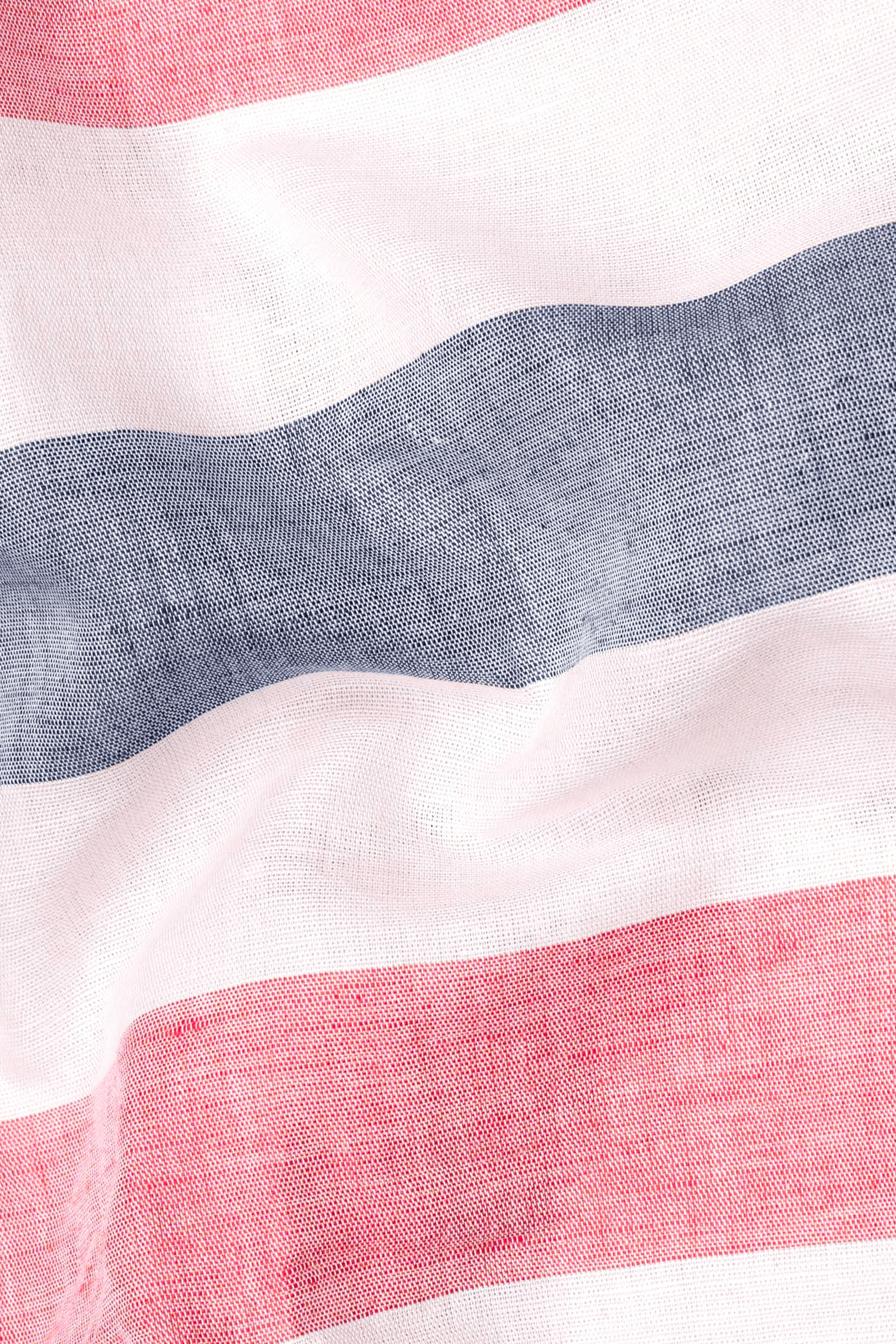 Illusion Pink and White Striped Luxurious Linen Shirt