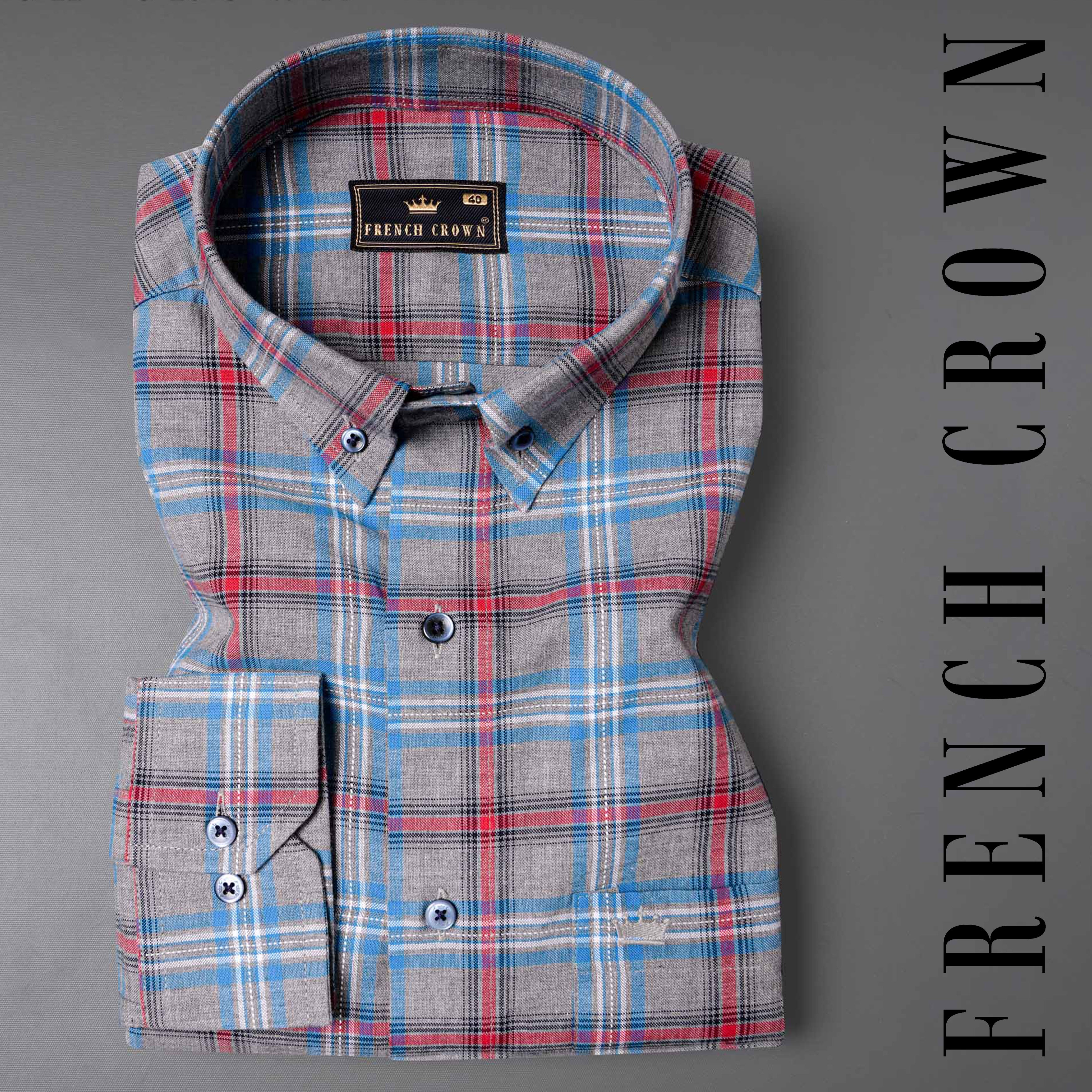 Venus Grey Multicolor Plaid Royal Oxford Shirt