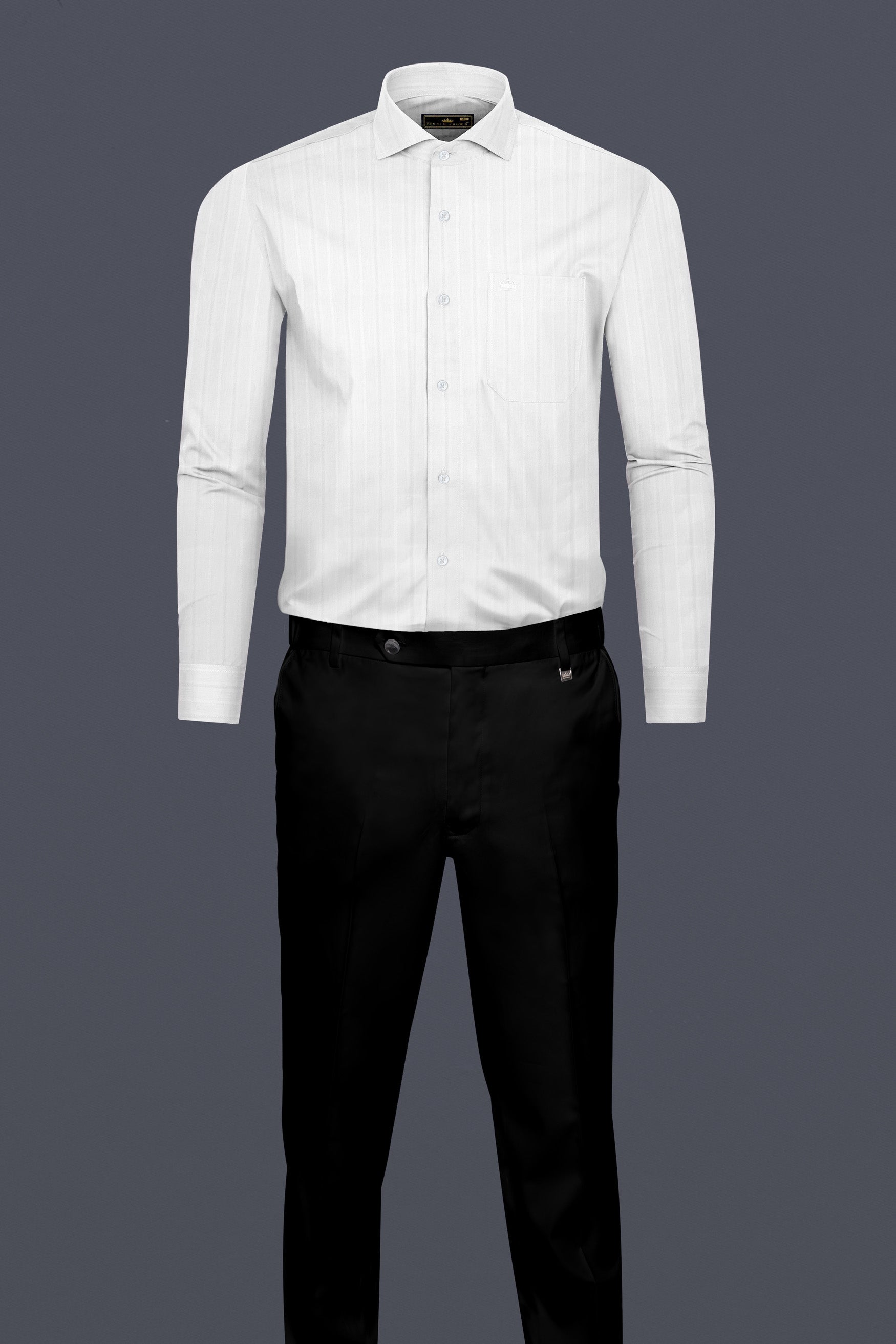 Bright White Dobby Textured Premium Giza Cotton Shirt