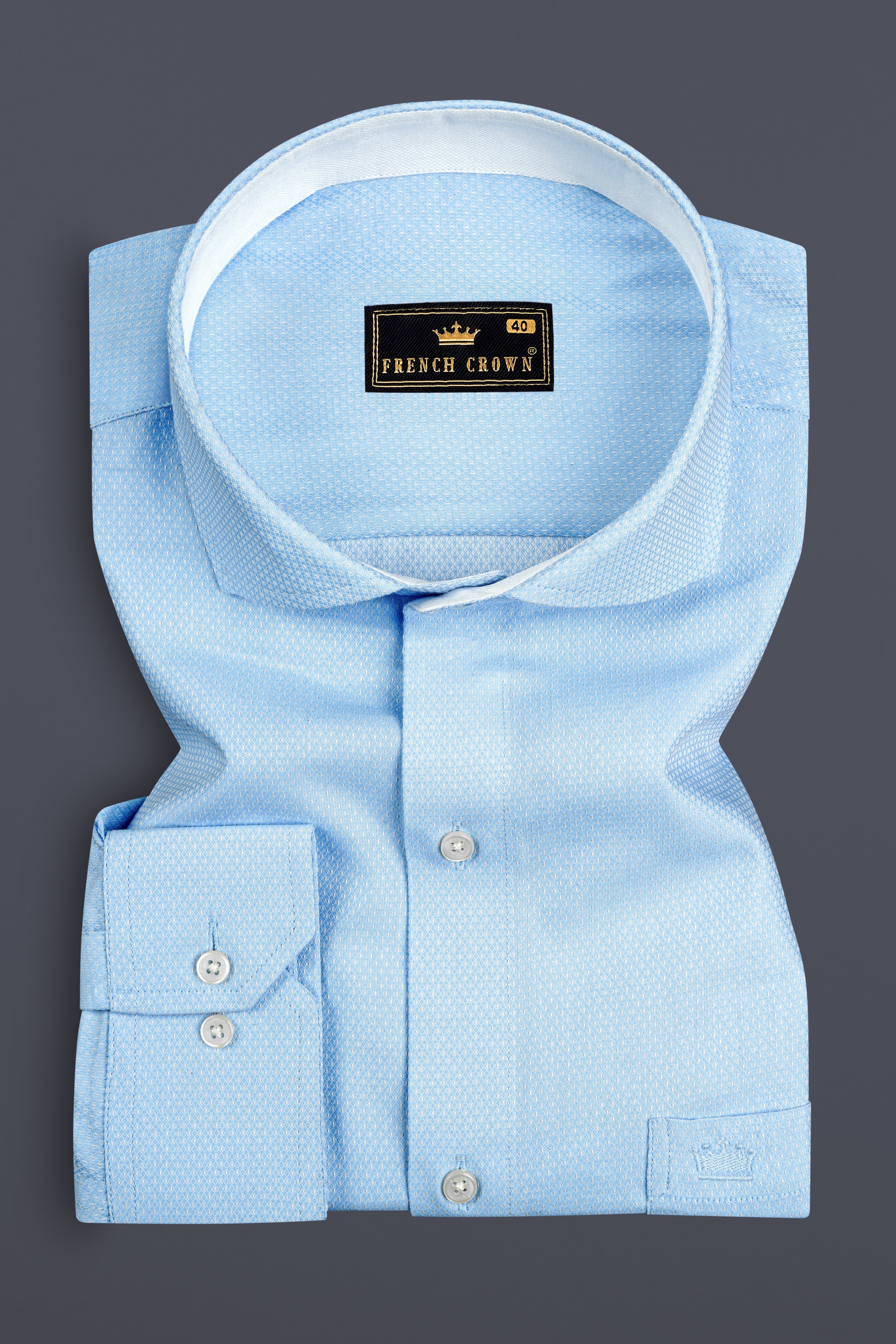 Blizzard Blue Dobby Textured Premium Giza Cotton Shirt