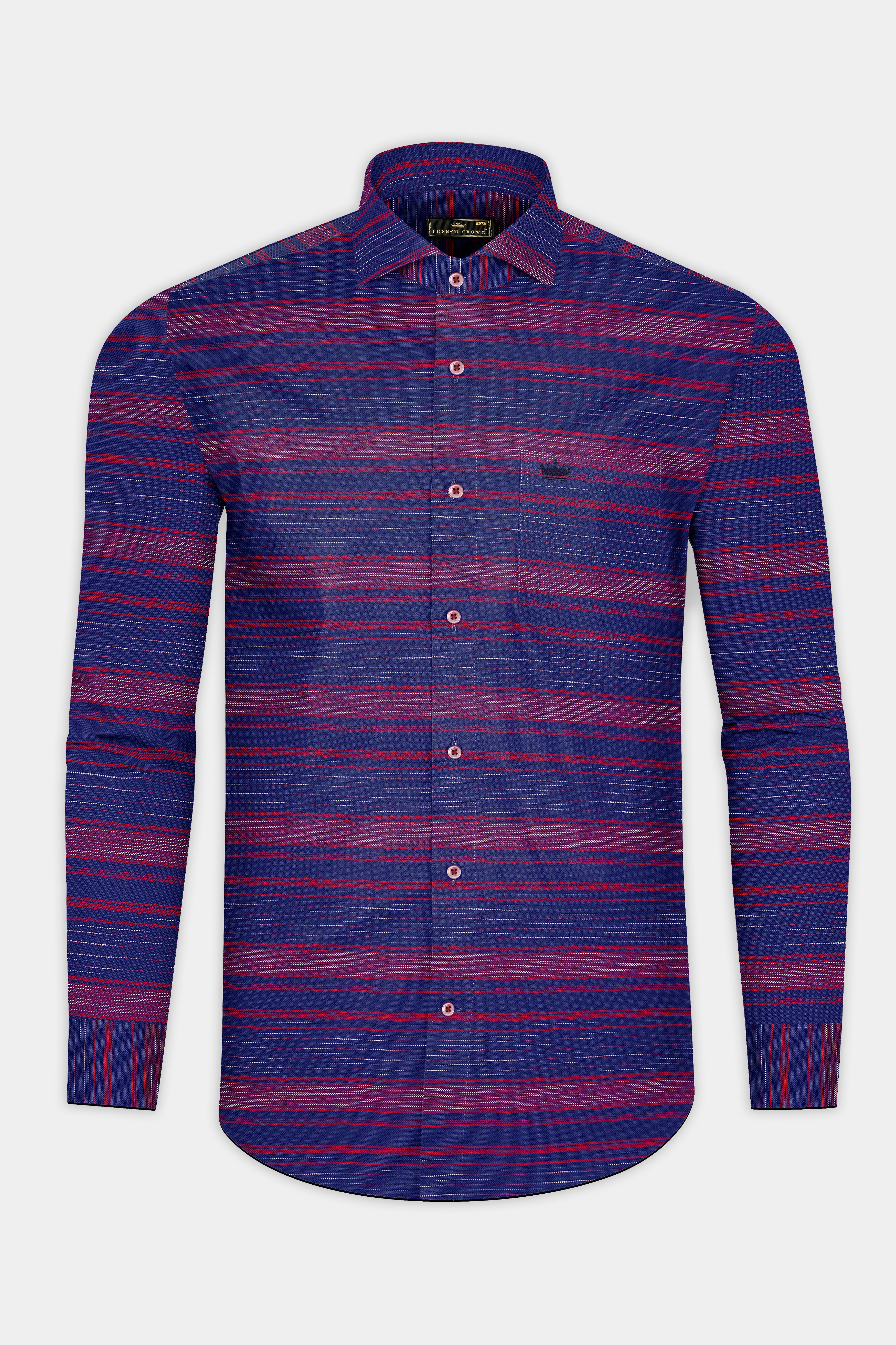 Jacarta Blue Striped Dobby Textured Premium Giza Cotton Shirt