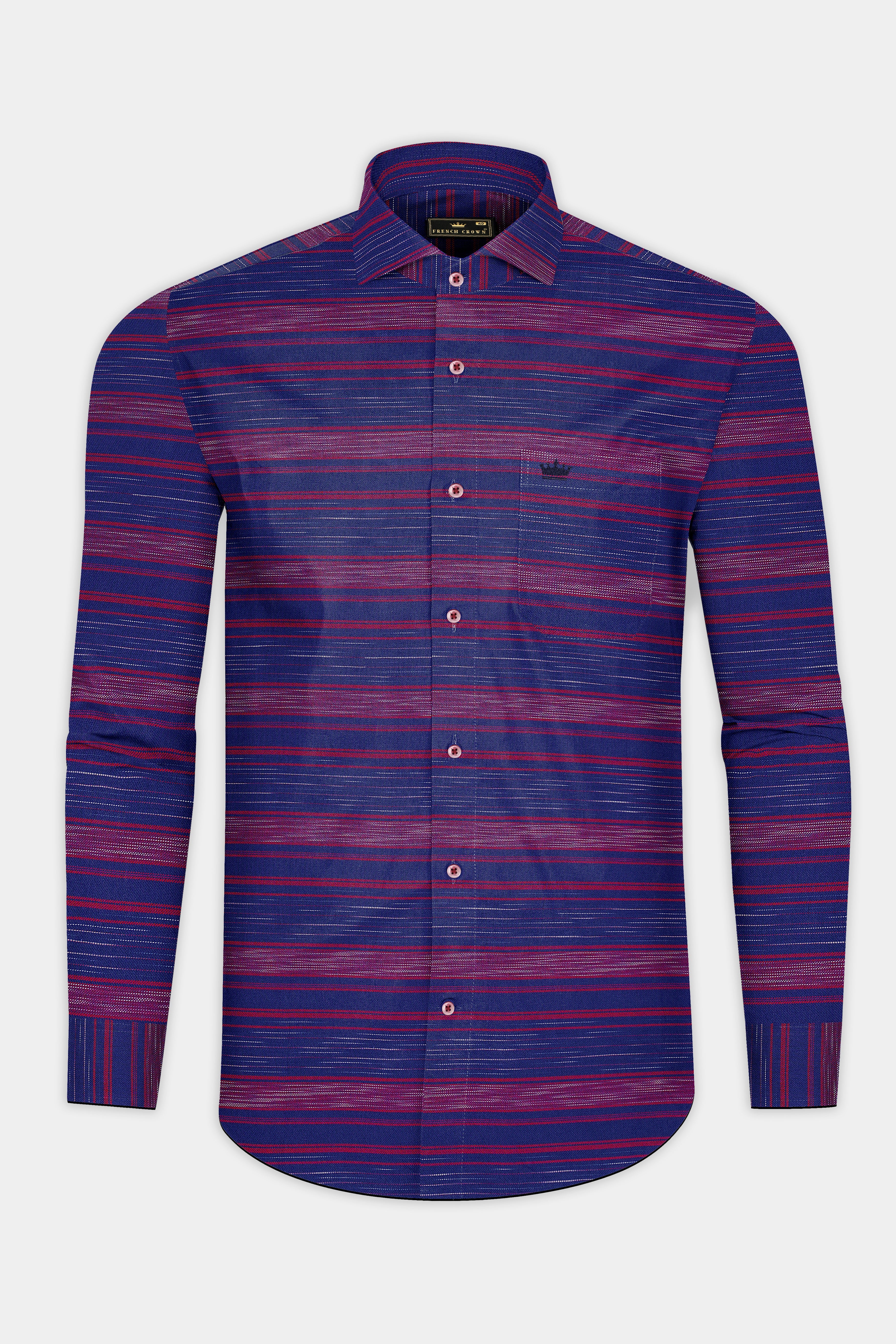 Jacarta Blue Striped Dobby Textured Premium Giza Cotton Shirt
