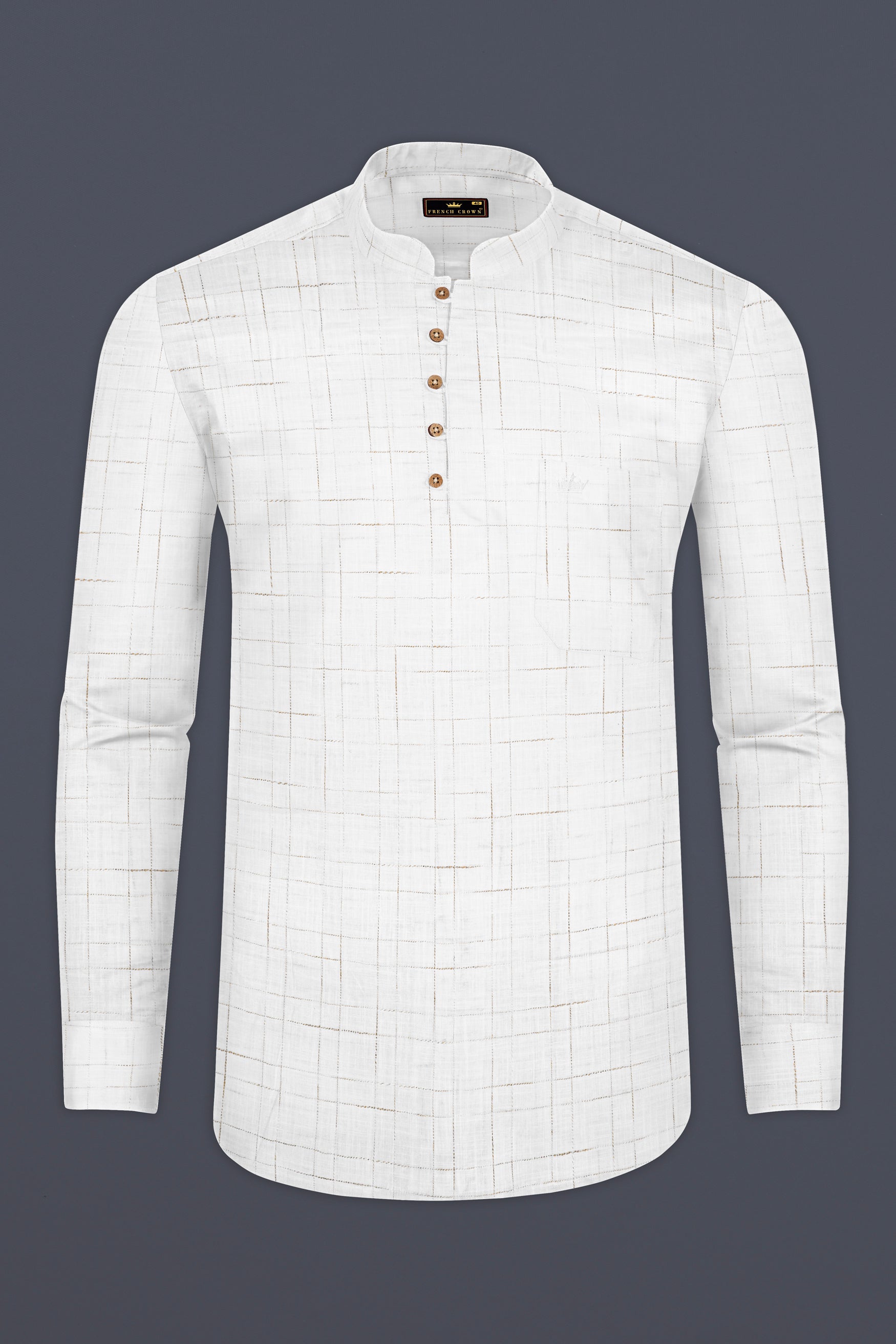 Bright White Luxurious Linen Kurta Shirt