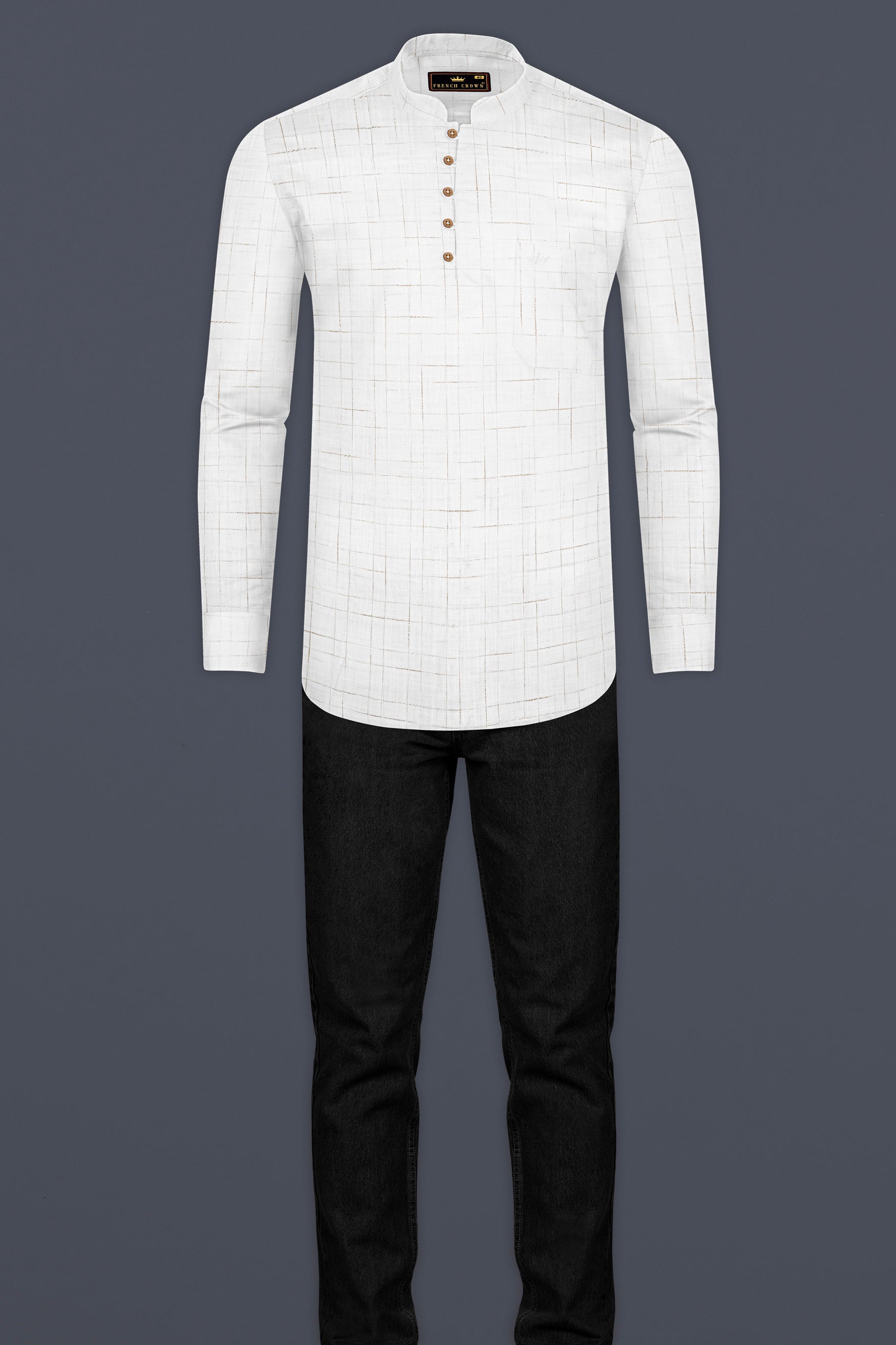 Bright White Luxurious Linen Kurta Shirt