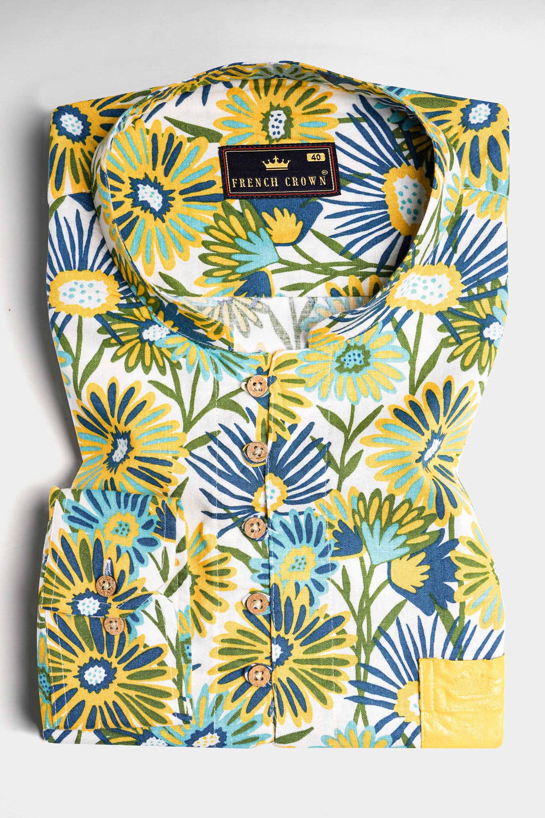 Sweetcorn Yellow with Bright White Multicolour Floral Printed Hand Painted Royal Oxford Kurta Designer Shirt 6235-KS-ART-38, 6235-KS-ART-H-38, 6235-KS-ART-39, 6235-KS-ART-H-39, 6235-KS-ART-40, 6235-KS-ART-H-40, 6235-KS-ART-42, 6235-KS-ART-H-42, 6235-KS-ART-44, 6235-KS-ART-H-44, 6235-KS-ART-46, 6235-KS-ART-H-46, 6235-KS-ART-48, 6235-KS-ART-H-48, 6235-KS-ART-50, 6235-KS-ART-H-50, 6235-KS-ART-52, 6235-KS-ART-H-52