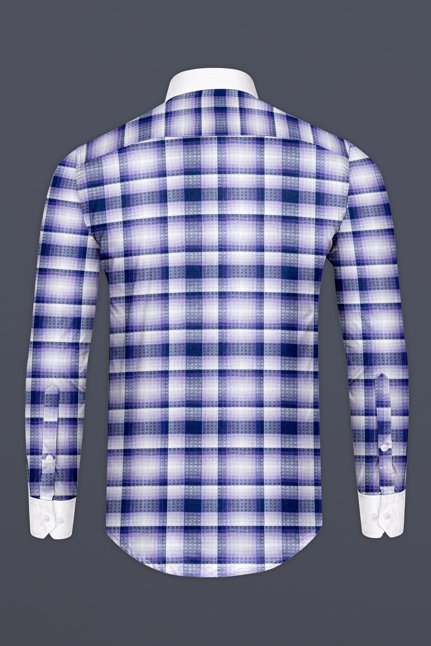Scampi Blue Plaid With White Collar Twill Premium Cotton Shirt