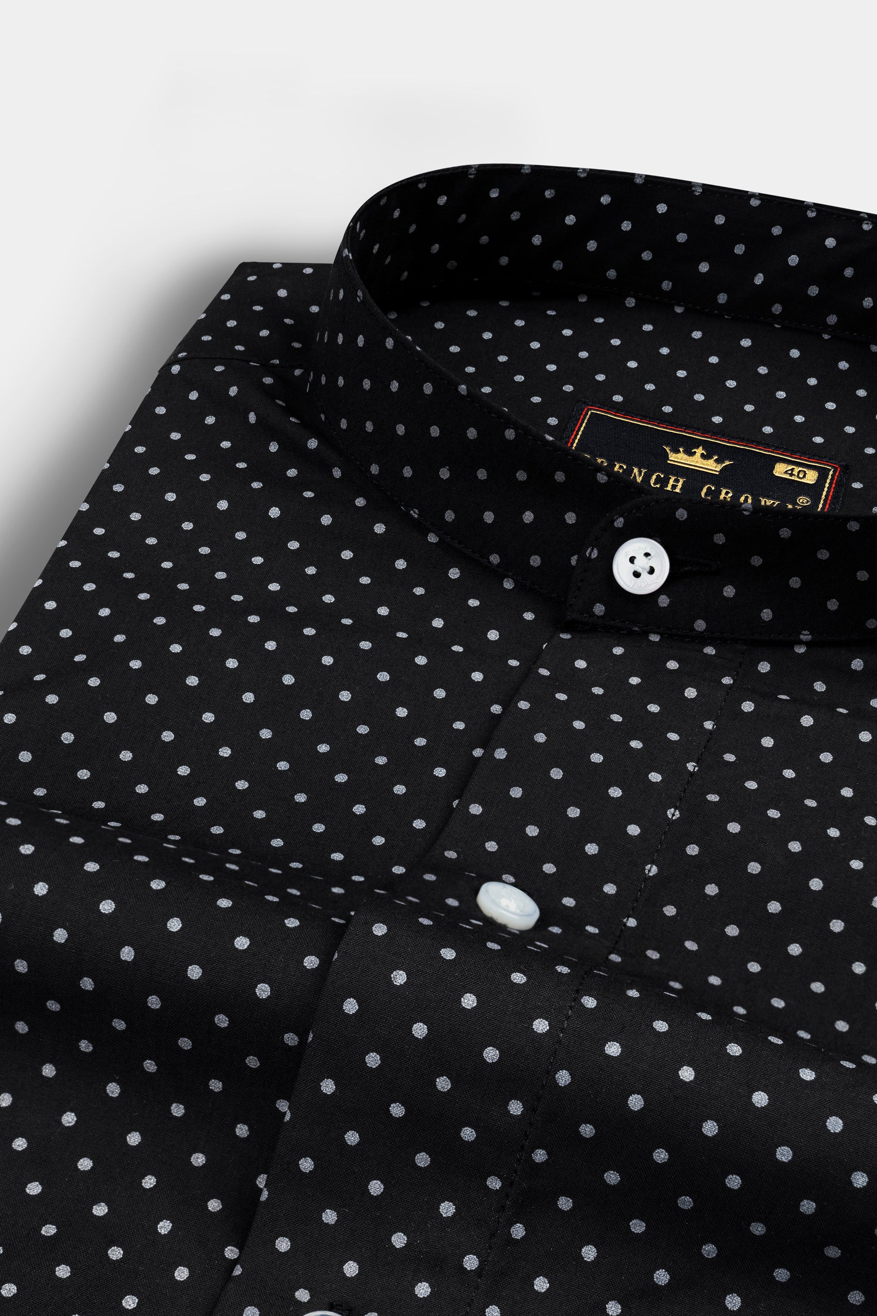 Jade Black Twill Polka Dots Premium Cotton Shirt