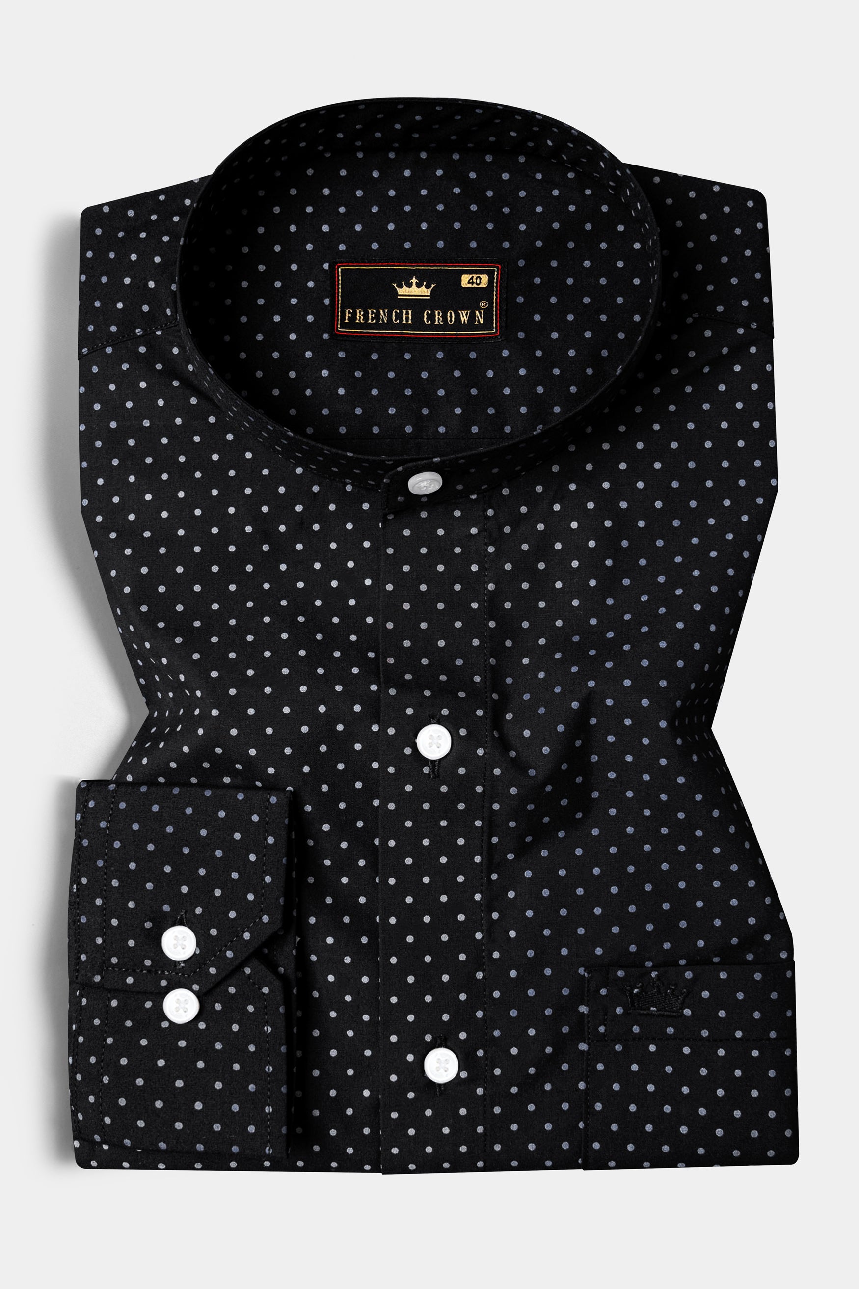 Jade Black Twill Polka Dots Premium Cotton Shirt