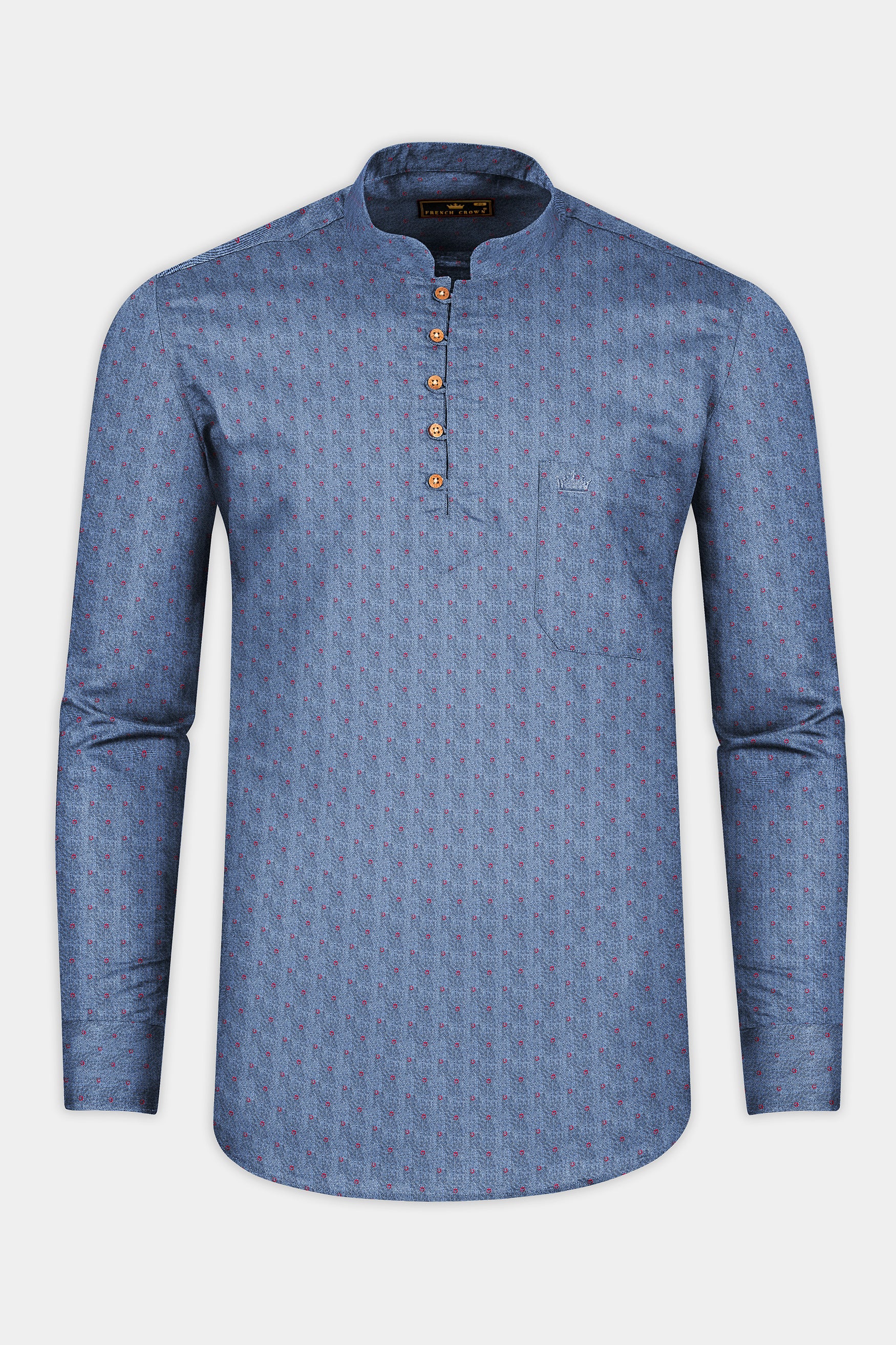 Scarpa Flow Grey with red Circles Printed Super Soft Premium Cotton Kurta Shirt