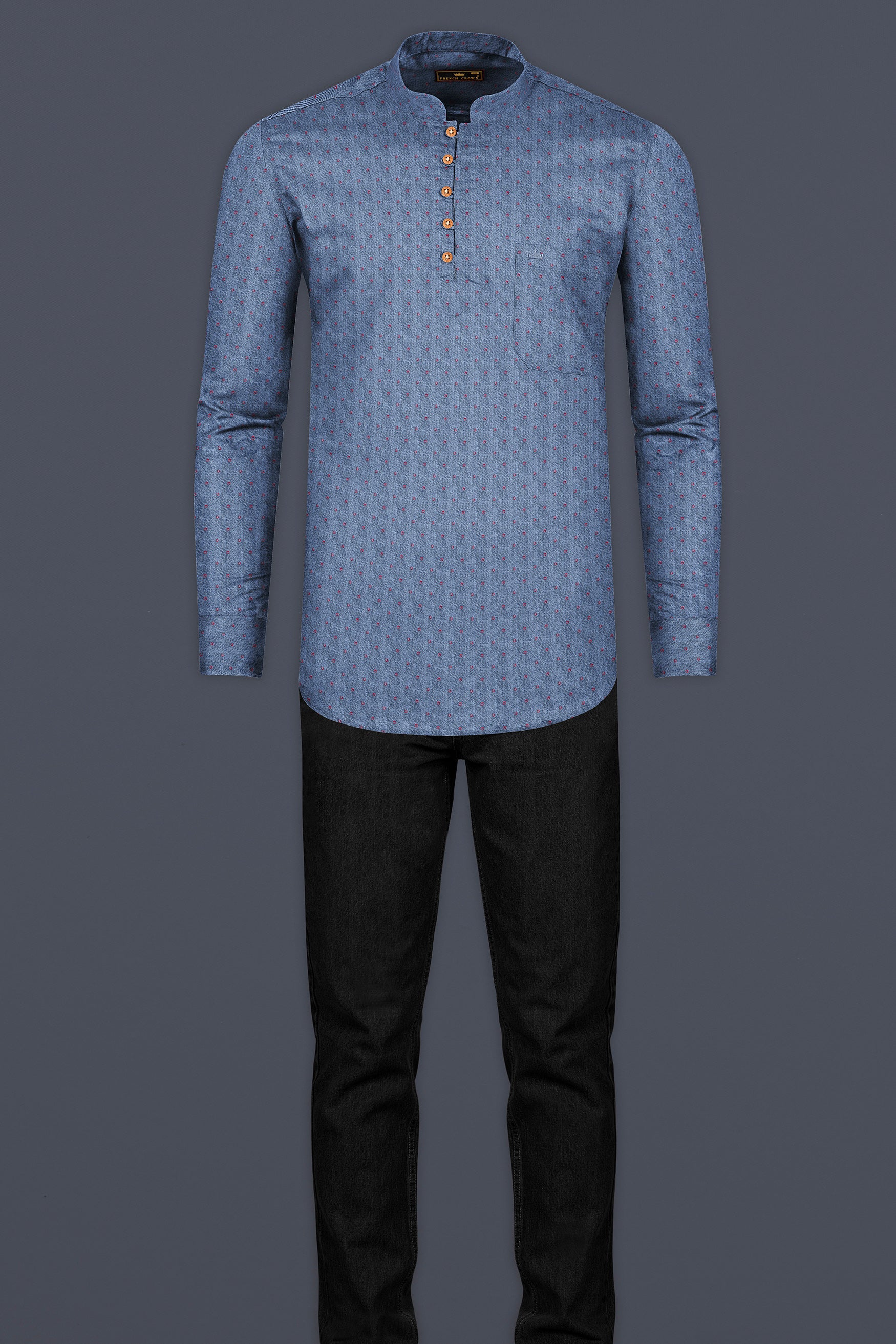 Scarpa Flow Grey with red Circles Printed Super Soft Premium Cotton Kurta Shirt