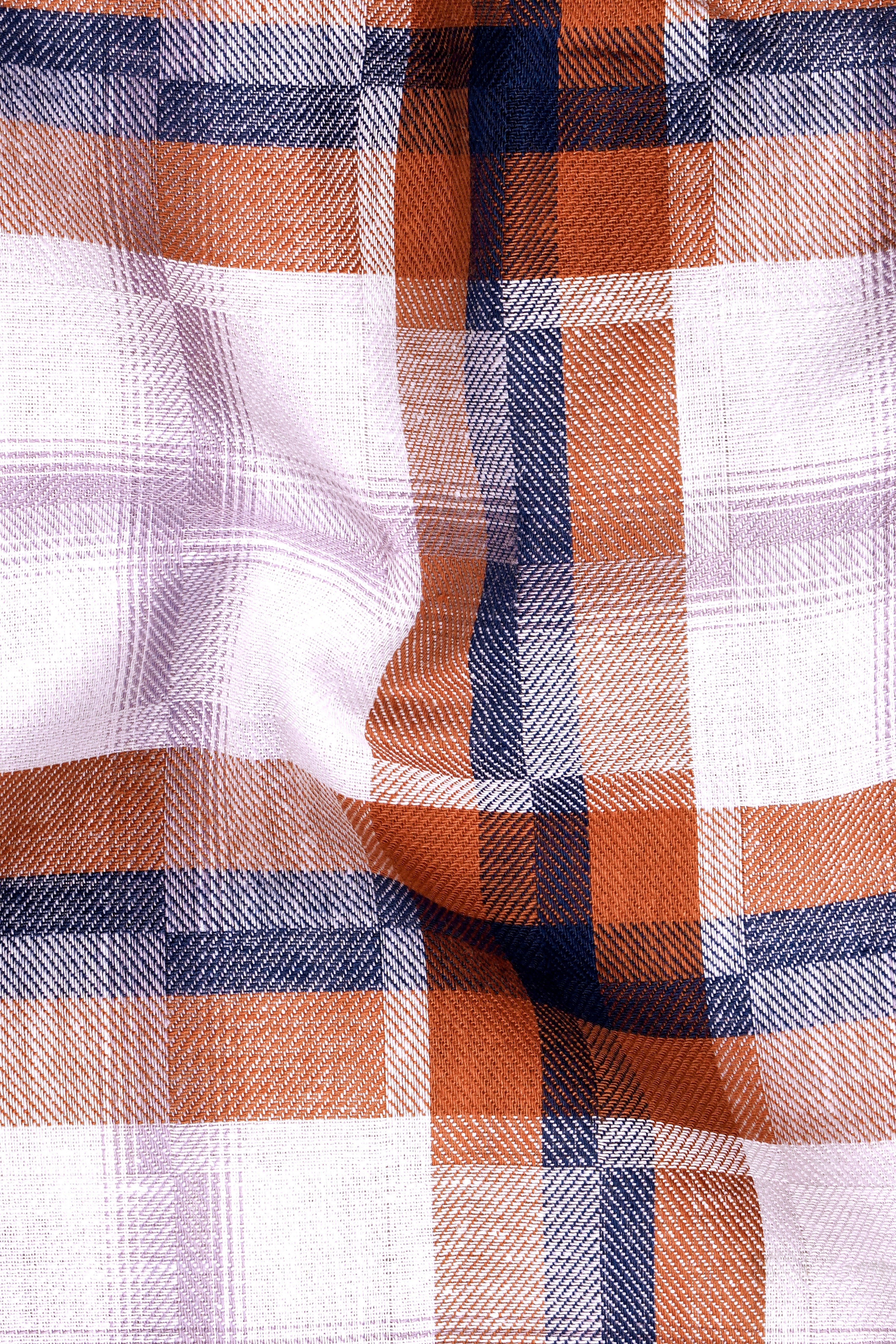 Tuscany Orange Twill Multicolour Checkered Premium Cotton Shirt