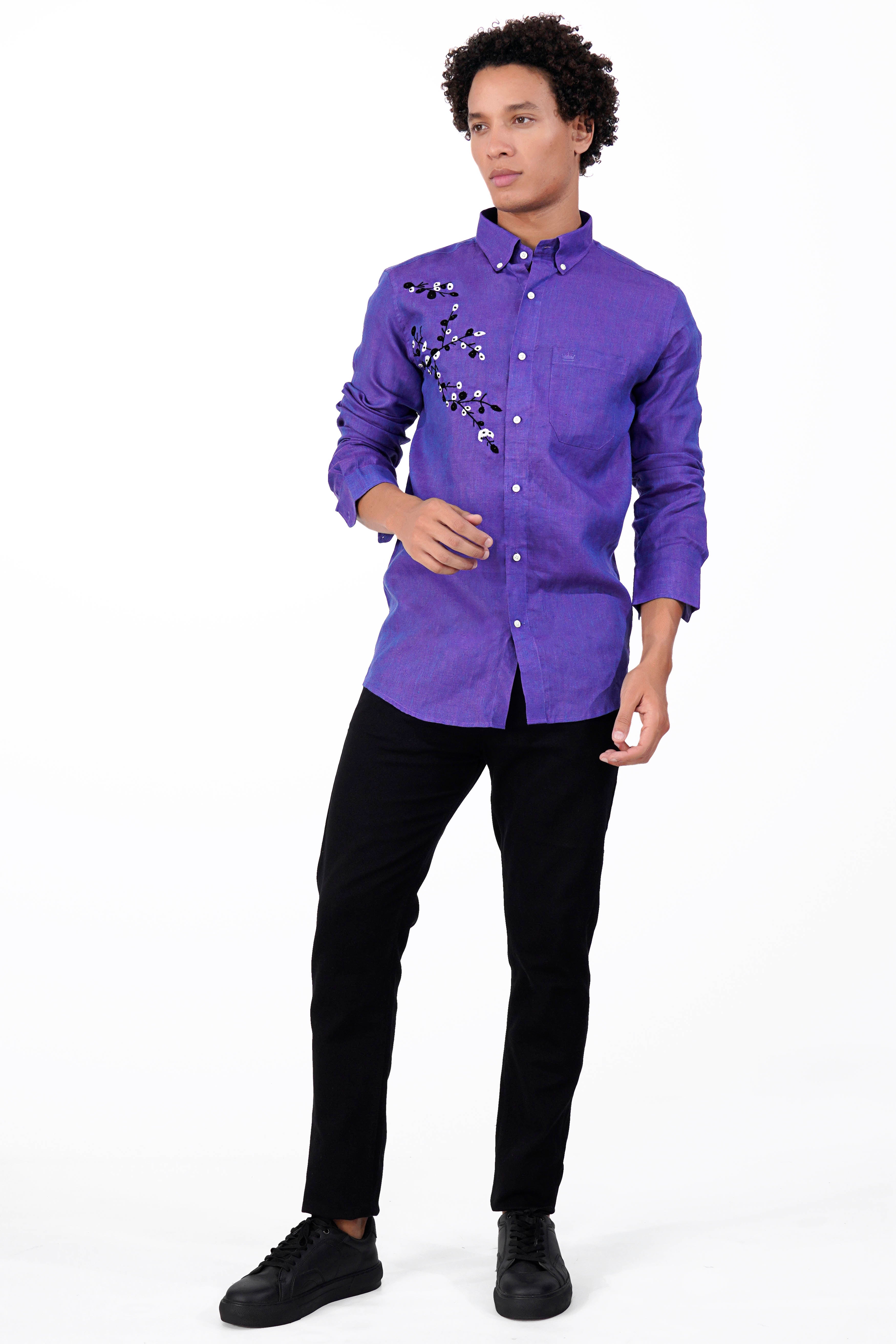Fuchsia Purple Leaves Hand Stitched Embroidered Royal Oxford Designer Shirt 6292-BD-E208-38, 6292-BD-E208-H-38, 6292-BD-E208-39, 6292-BD-E208-H-39, 6292-BD-E208-40, 6292-BD-E208-H-40, 6292-BD-E208-42, 6292-BD-E208-H-42, 6292-BD-E208-44, 6292-BD-E208-H-44, 6292-BD-E208-46, 6292-BD-E208-H-46, 6292-BD-E208-48, 6292-BD-E208-H-48, 6292-BD-E208-50, 6292-BD-E208-H-50, 6292-BD-E208-52, 6292-BD-E208-H-52