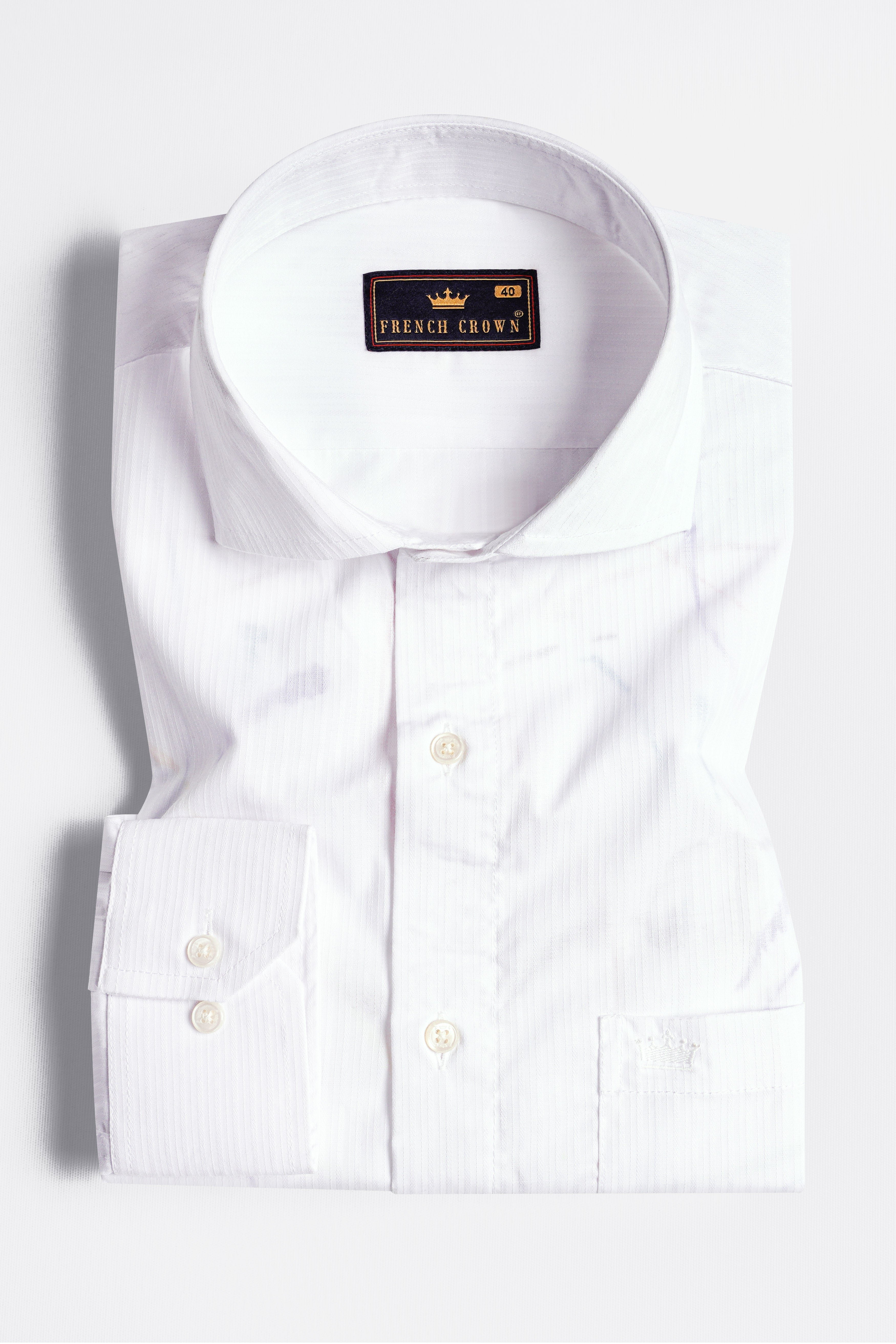 Bright White Subtle Striped Multicolour Hand Painted Dobby Textured Designer Shirt