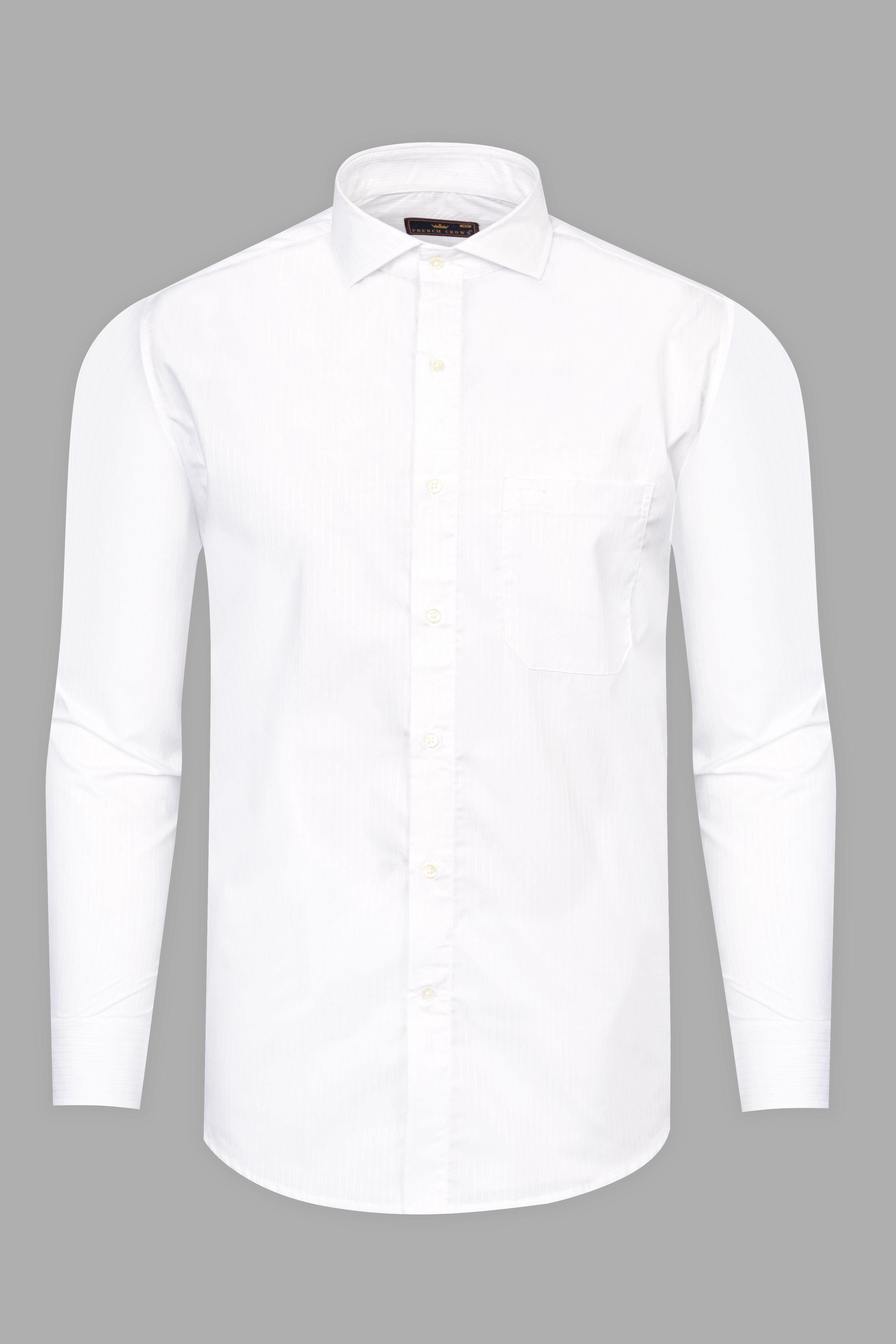 Bright White Subtle Striped Multicolour Hand Painted Dobby Textured Designer Shirt