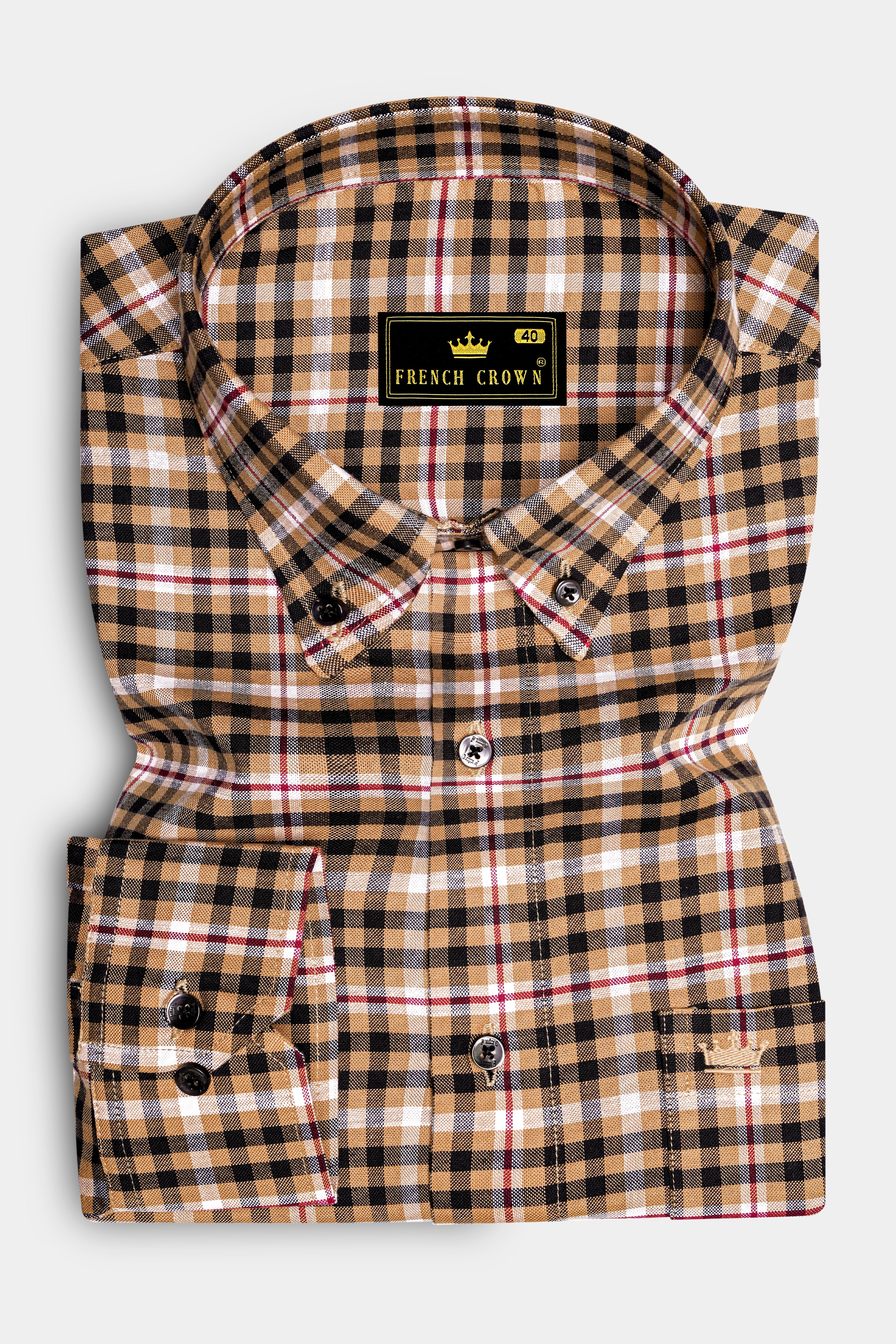 Nero Black with Cape Honey Windowpane Royal Oxford Shirt