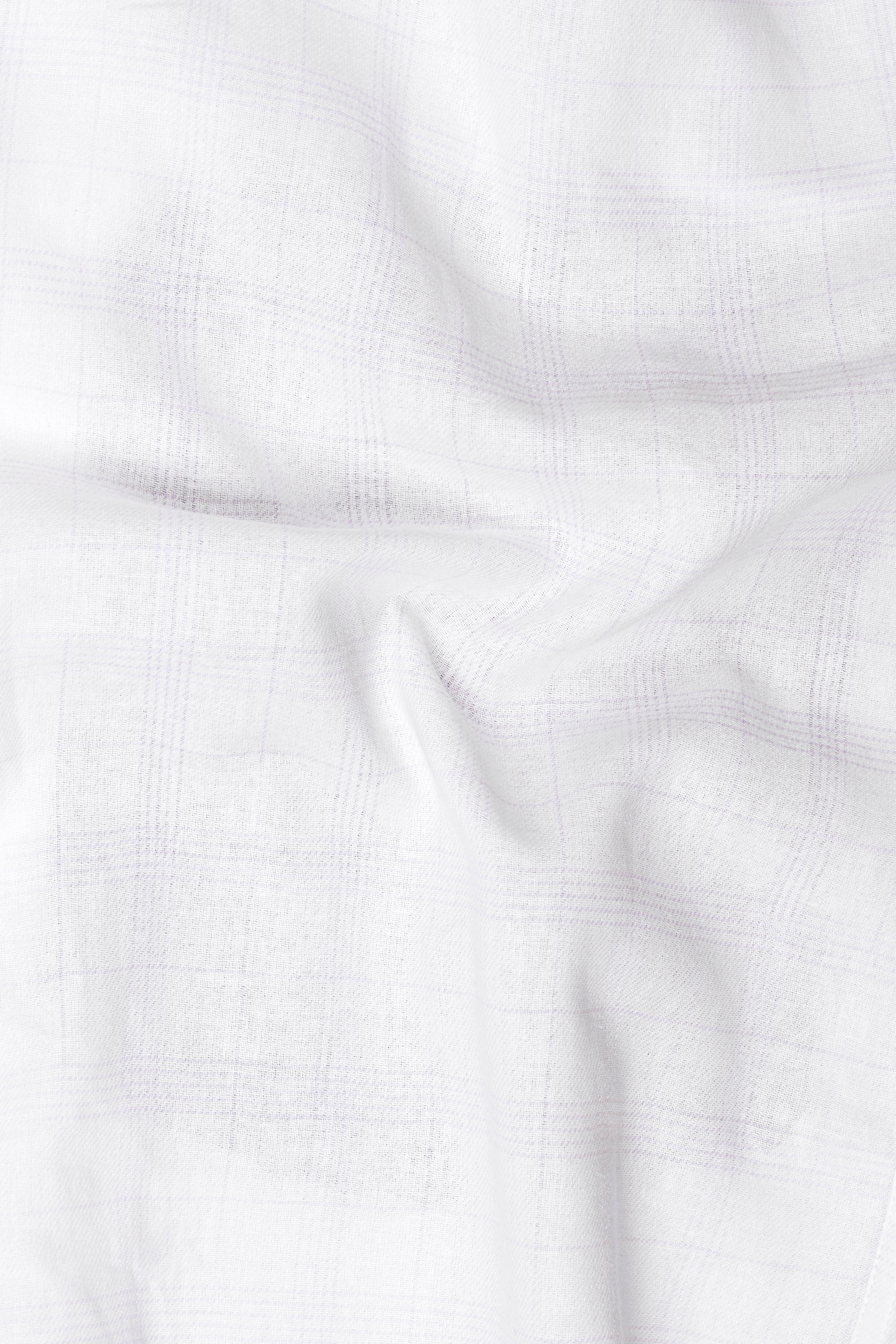 Bright white With Embroidered work Twill Subtle Plaid Premium Cotton Designer Shirt
