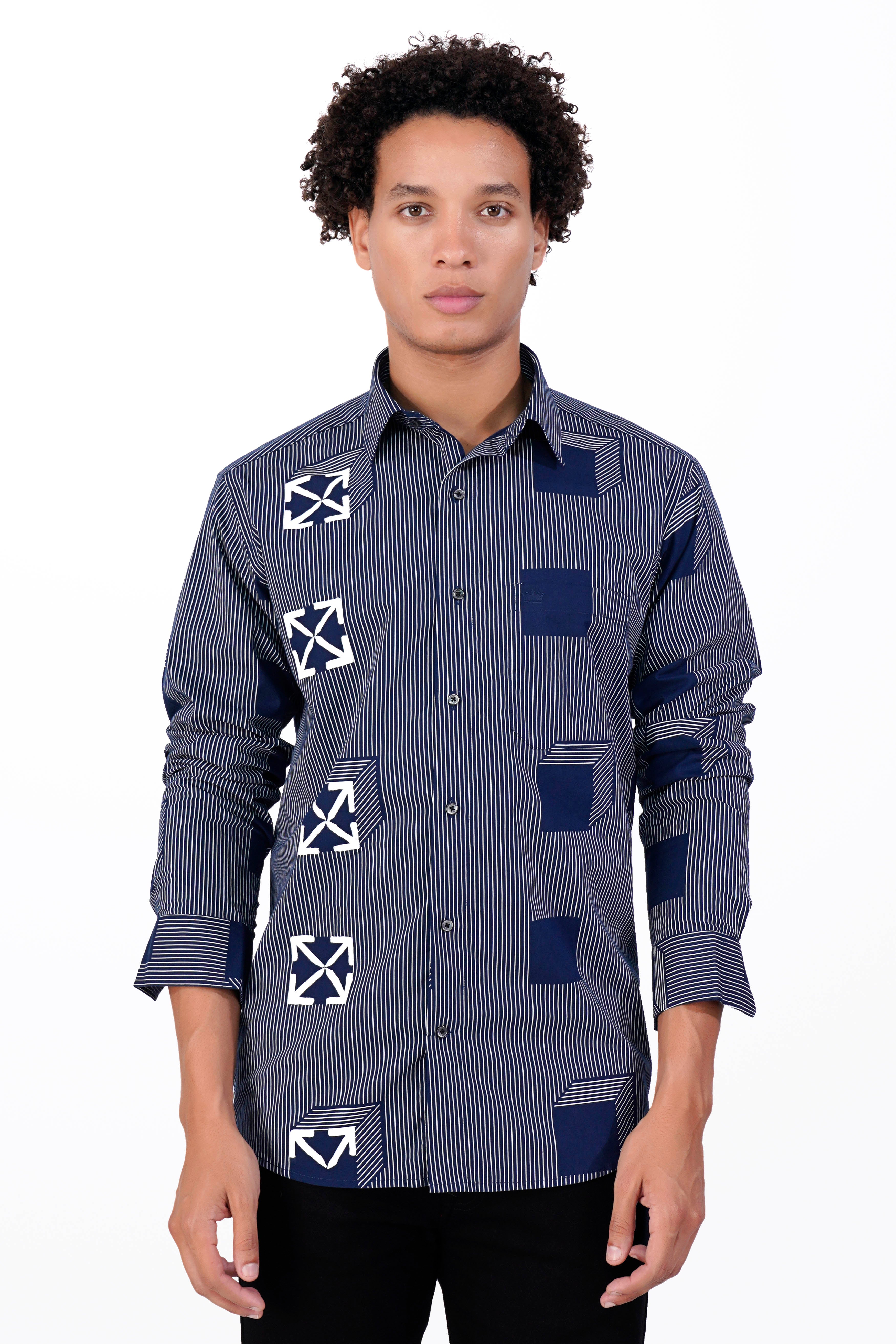 Cloud Burst Blue Striped with White Striped Hand Painted Premium Cotton Designer Shirt 6383-BLK-ART-38, 6383-BLK-ART-H-38, 6383-BLK-ART-39, 6383-BLK-ART-H-39, 6383-BLK-ART-40, 6383-BLK-ART-H-40, 6383-BLK-ART-42, 6383-BLK-ART-H-42, 6383-BLK-ART-44, 6383-BLK-ART-H-44, 6383-BLK-ART-46, 6383-BLK-ART-H-46, 6383-BLK-ART-48, 6383-BLK-ART-H-48, 6383-BLK-ART-50, 6383-BLK-ART-H-50, 6383-BLK-ART-52, 6383-BLK-ART-H-52
