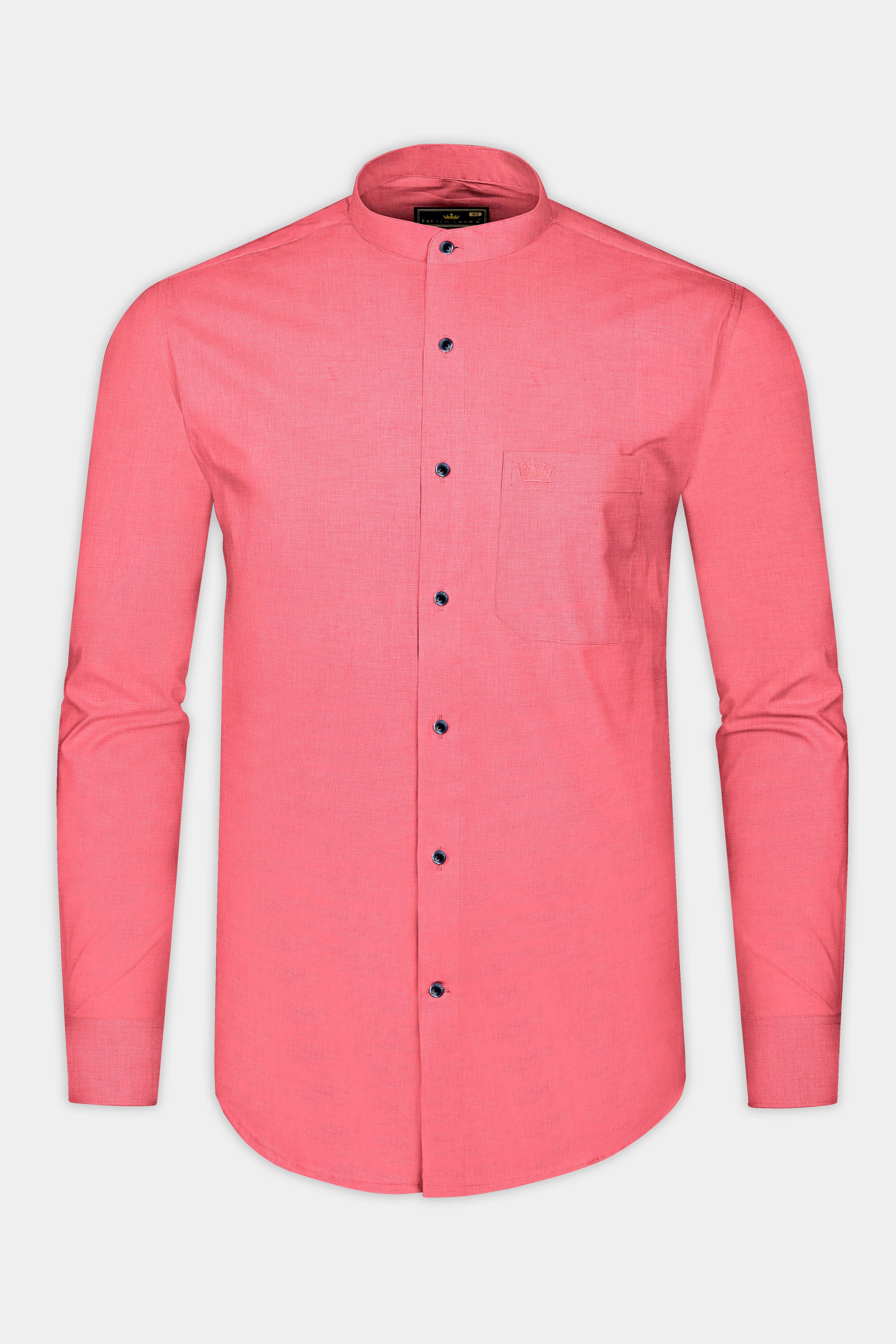 Light Coral Pink Luxurious Linen Shirt