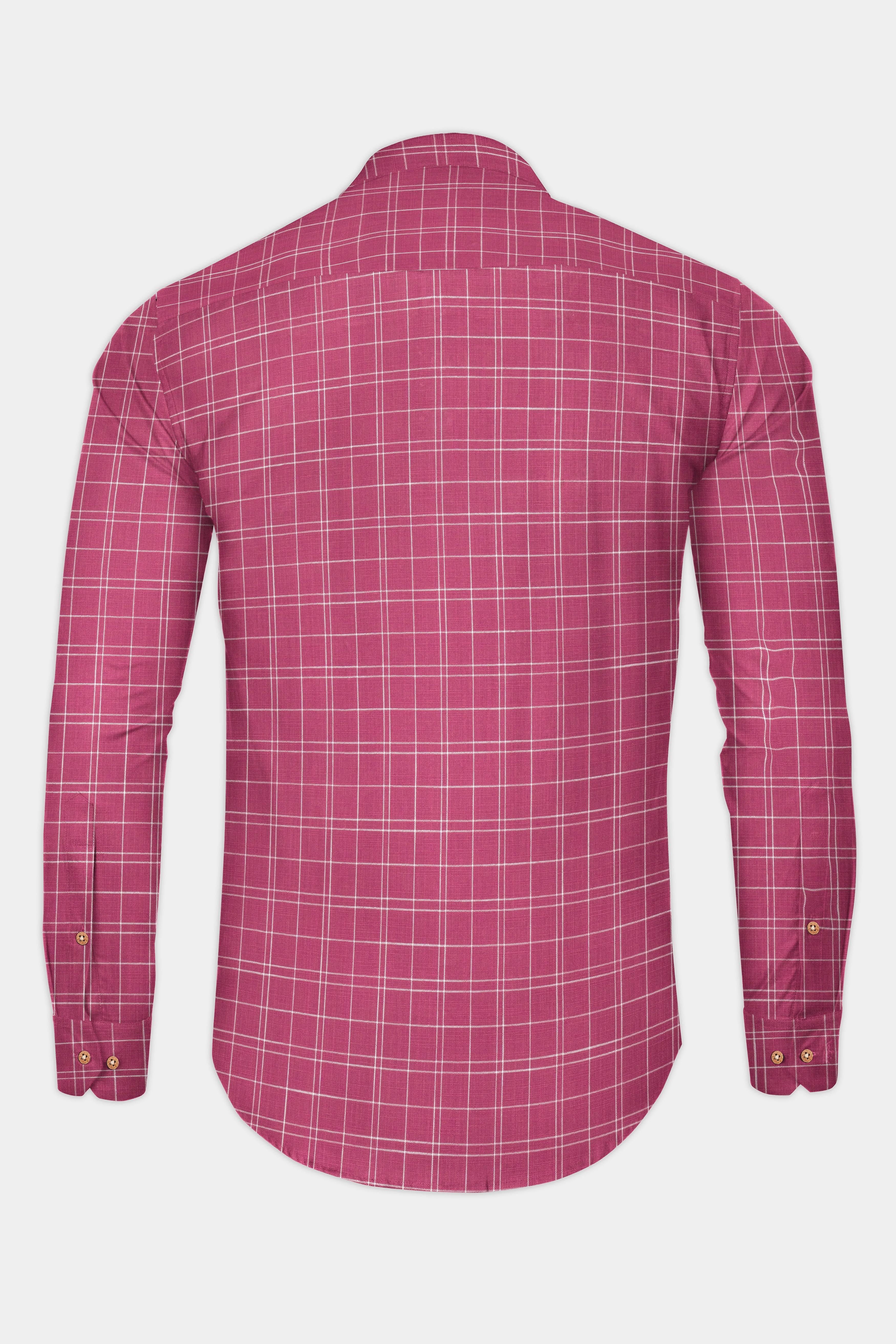 Hibiscus Red Checkered Luxurious Linen Kurta Shirt