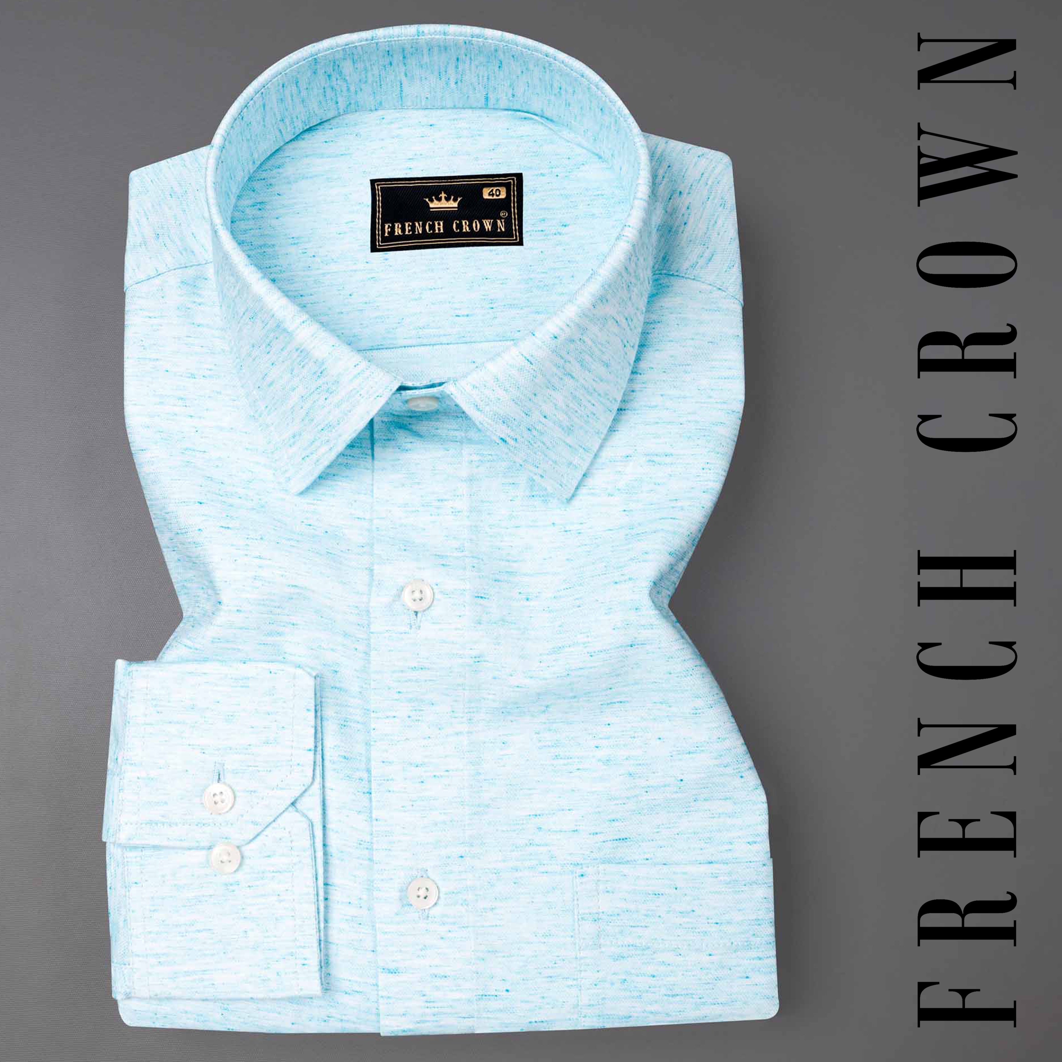 Morning Glory Blue Twill Textured Premium Cotton Shirt