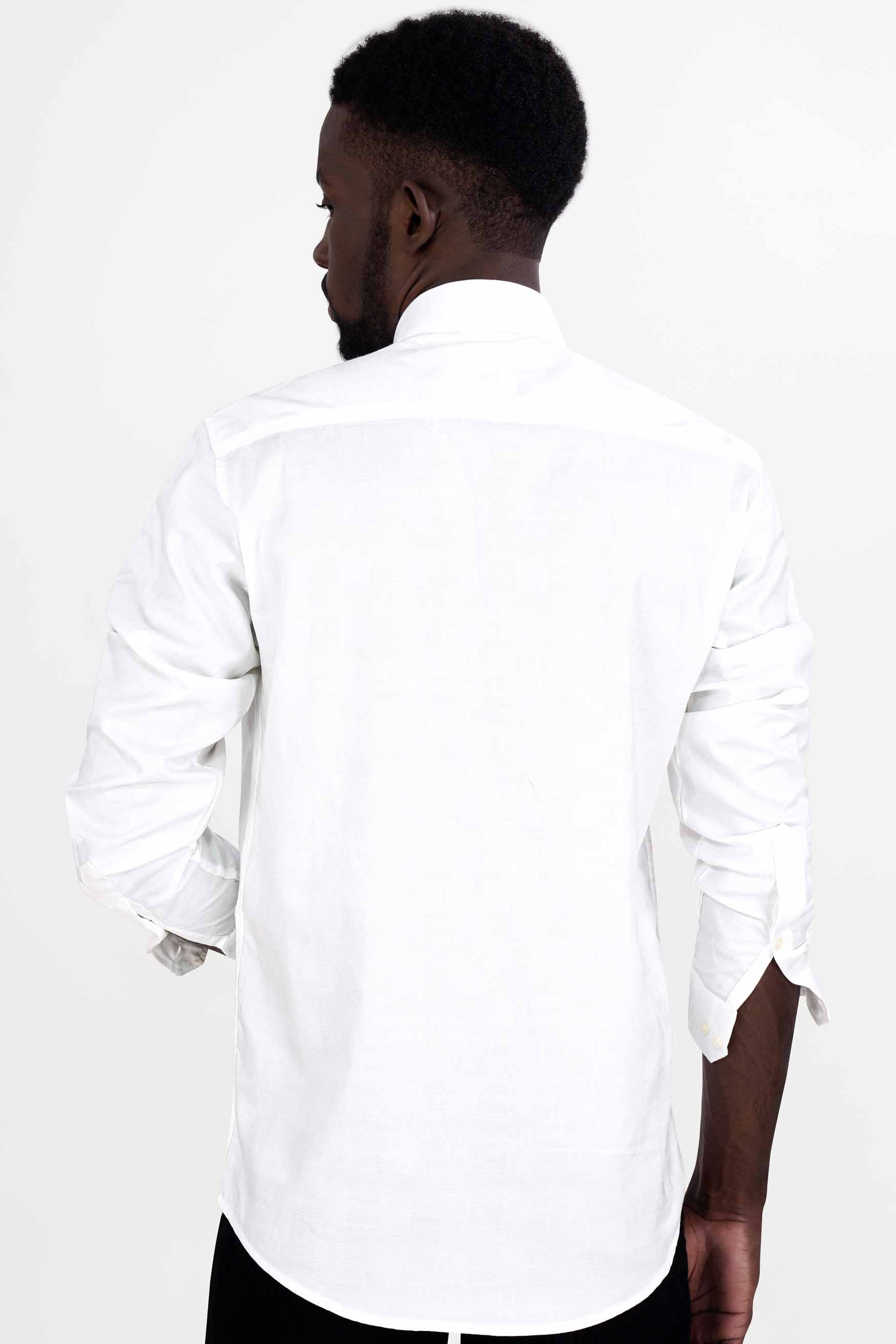 Bright White Indian Monuments Hand Painted Dobby Textured Premium Giza Cotton Designer Shirt