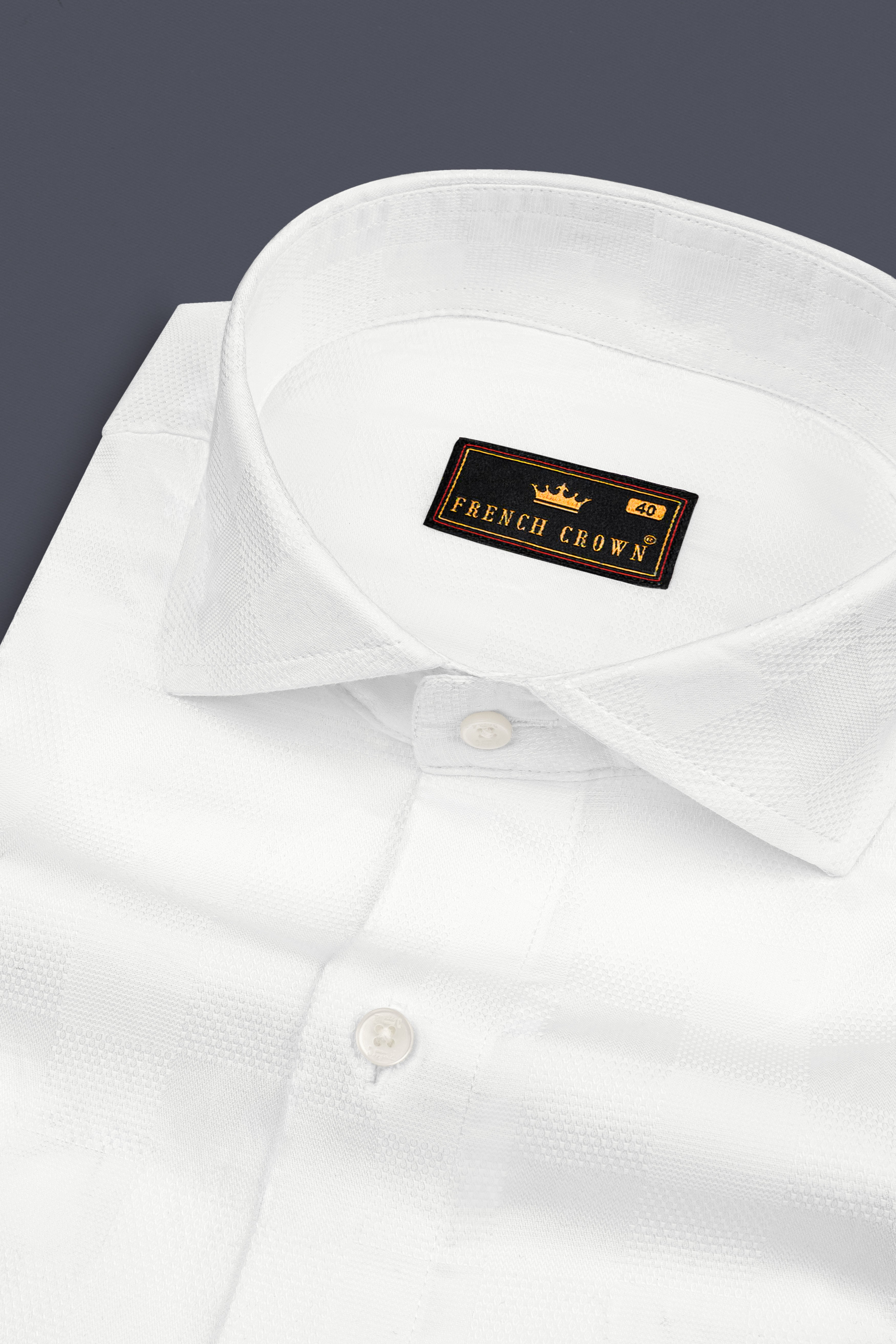Milky White Dobby Textured Premium Giza Cotton Shirt