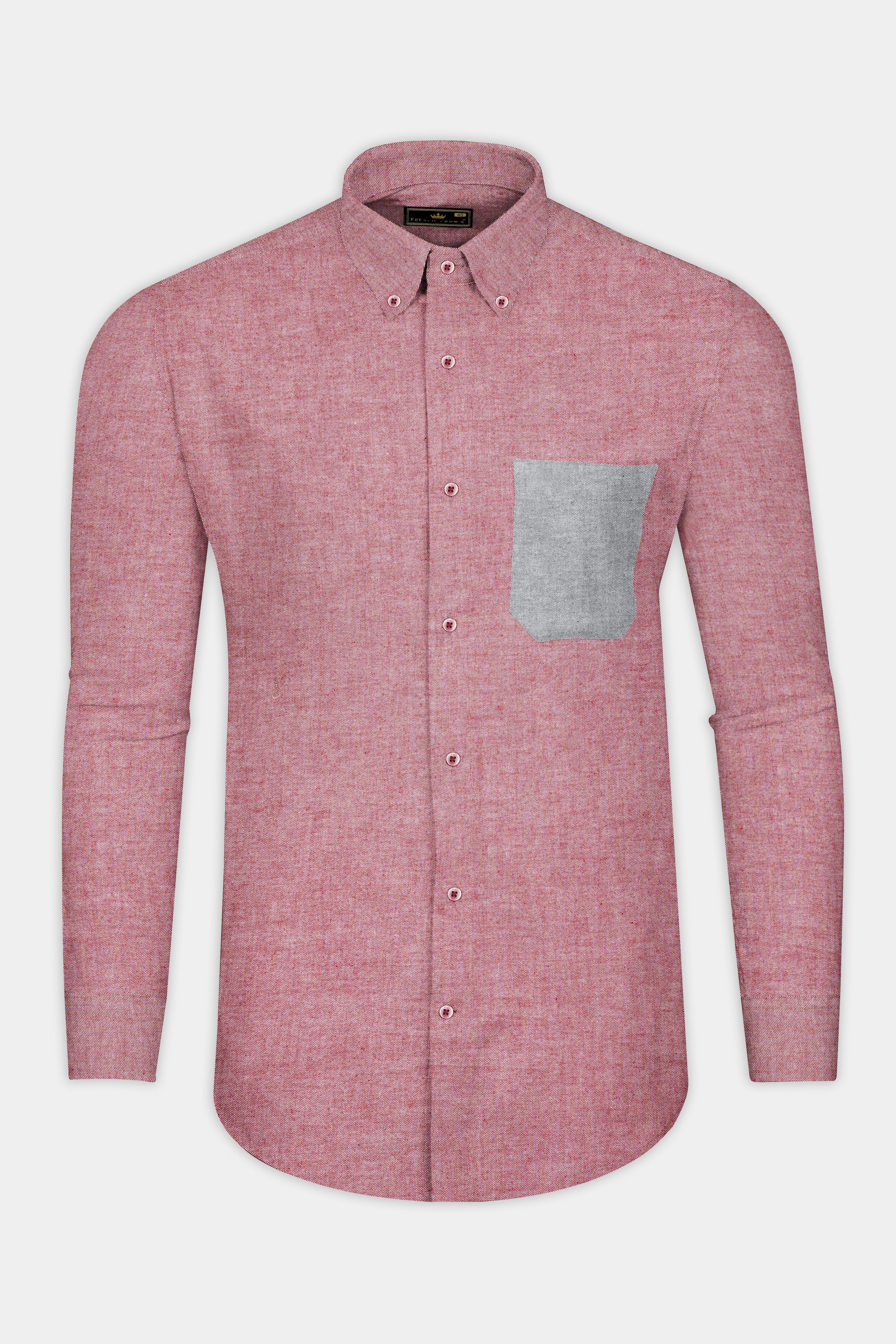 Contessa Red with Grey Pocket Solid Royal Oxford Shirt