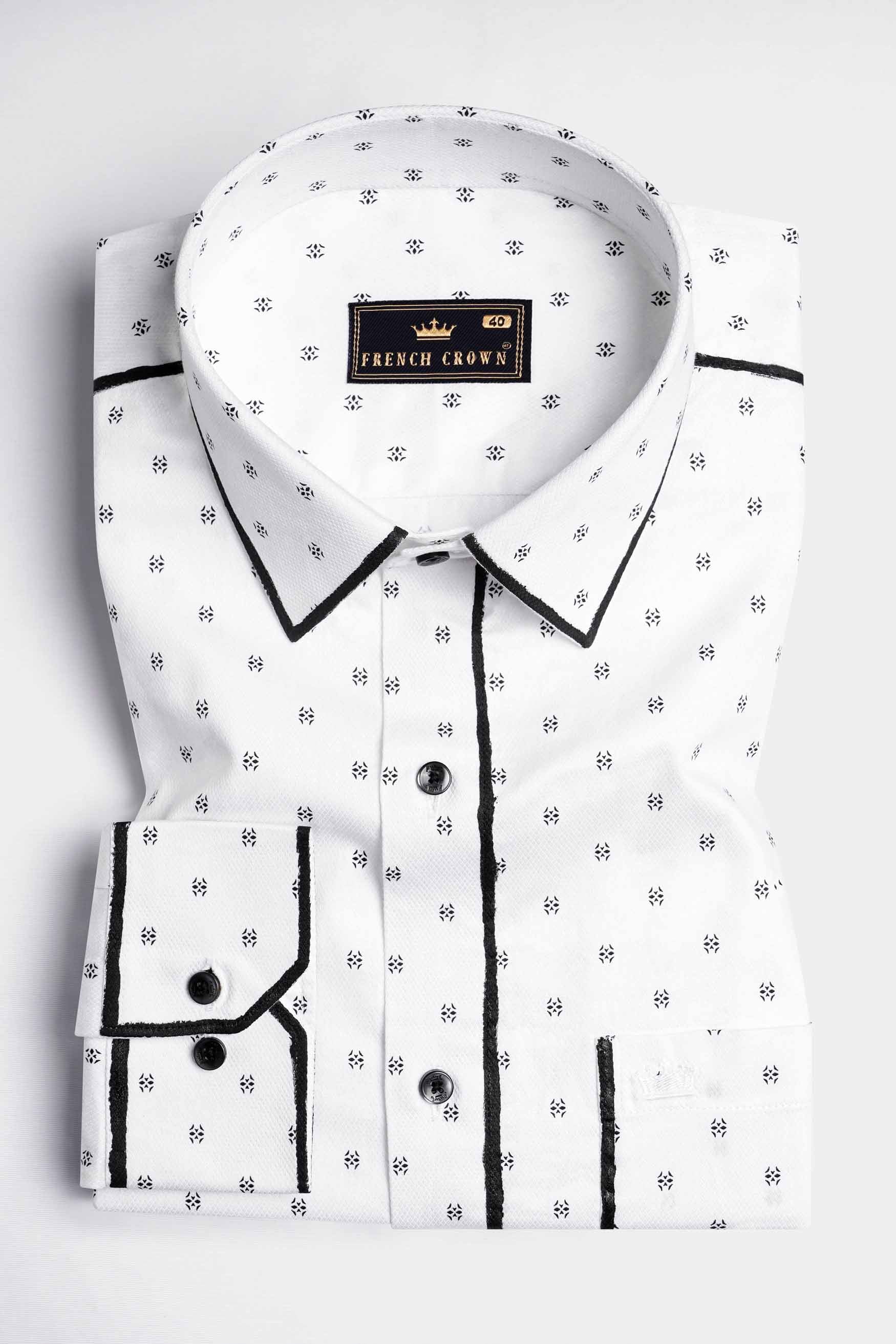 Bright White with Black Hand Painted Dobby Textured Premium Giza Cotton Designer Shirt 6461-BLK-ART-38, 6461-BLK-ART-H-38, 6461-BLK-ART-39, 6461-BLK-ART-H-39, 6461-BLK-ART-40, 6461-BLK-ART-H-40, 6461-BLK-ART-42, 6461-BLK-ART-H-42, 6461-BLK-ART-44, 6461-BLK-ART-H-44, 6461-BLK-ART-46, 6461-BLK-ART-H-46, 6461-BLK-ART-48, 6461-BLK-ART-H-48, 6461-BLK-ART-50, 6461-BLK-ART-H-50, 6461-BLK-ART-52, 6461-BLK-ART-H-52