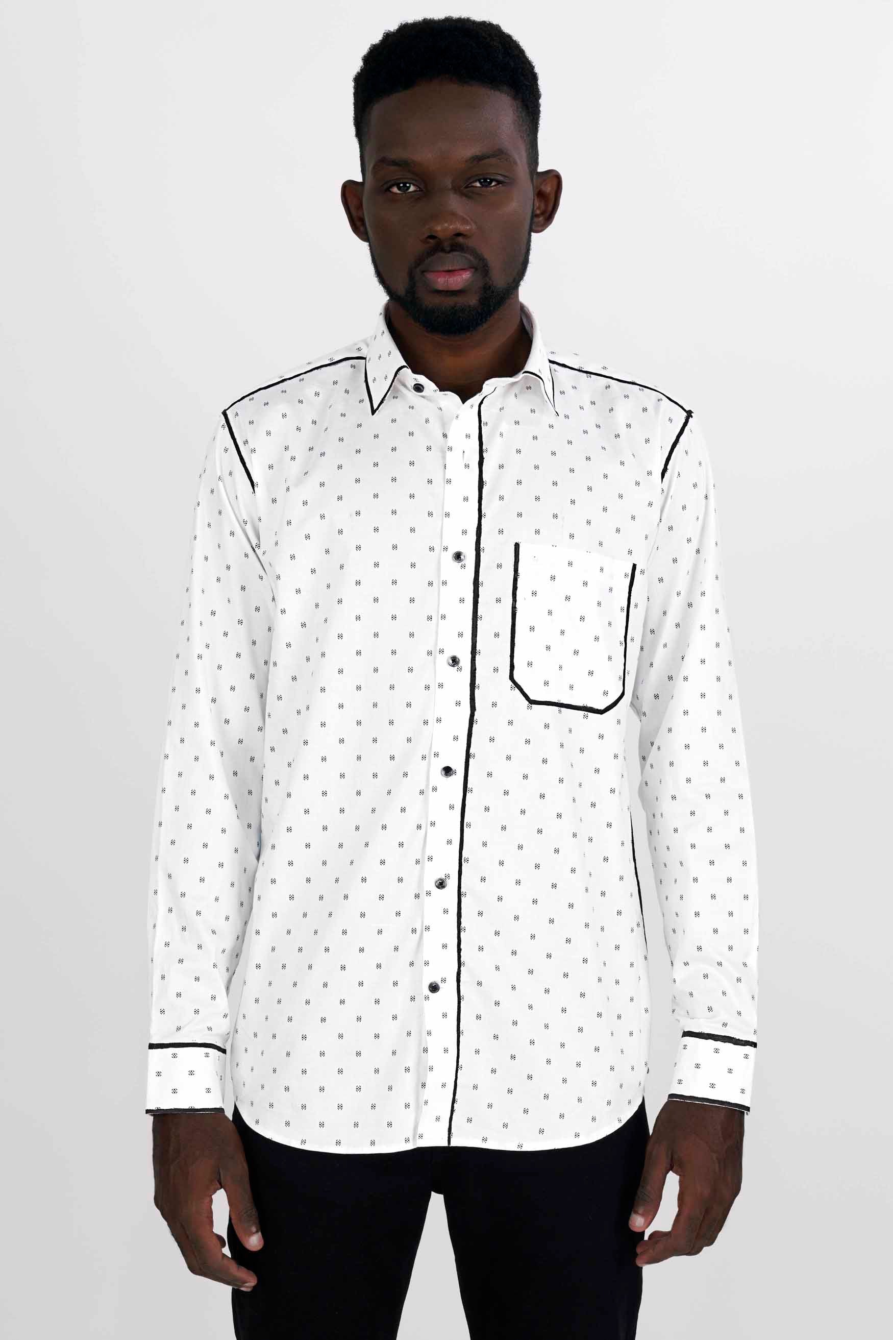 Bright White with Black Hand Painted Dobby Textured Premium Giza Cotton Designer Shirt 6461-BLK-ART-38, 6461-BLK-ART-H-38, 6461-BLK-ART-39, 6461-BLK-ART-H-39, 6461-BLK-ART-40, 6461-BLK-ART-H-40, 6461-BLK-ART-42, 6461-BLK-ART-H-42, 6461-BLK-ART-44, 6461-BLK-ART-H-44, 6461-BLK-ART-46, 6461-BLK-ART-H-46, 6461-BLK-ART-48, 6461-BLK-ART-H-48, 6461-BLK-ART-50, 6461-BLK-ART-H-50, 6461-BLK-ART-52, 6461-BLK-ART-H-52