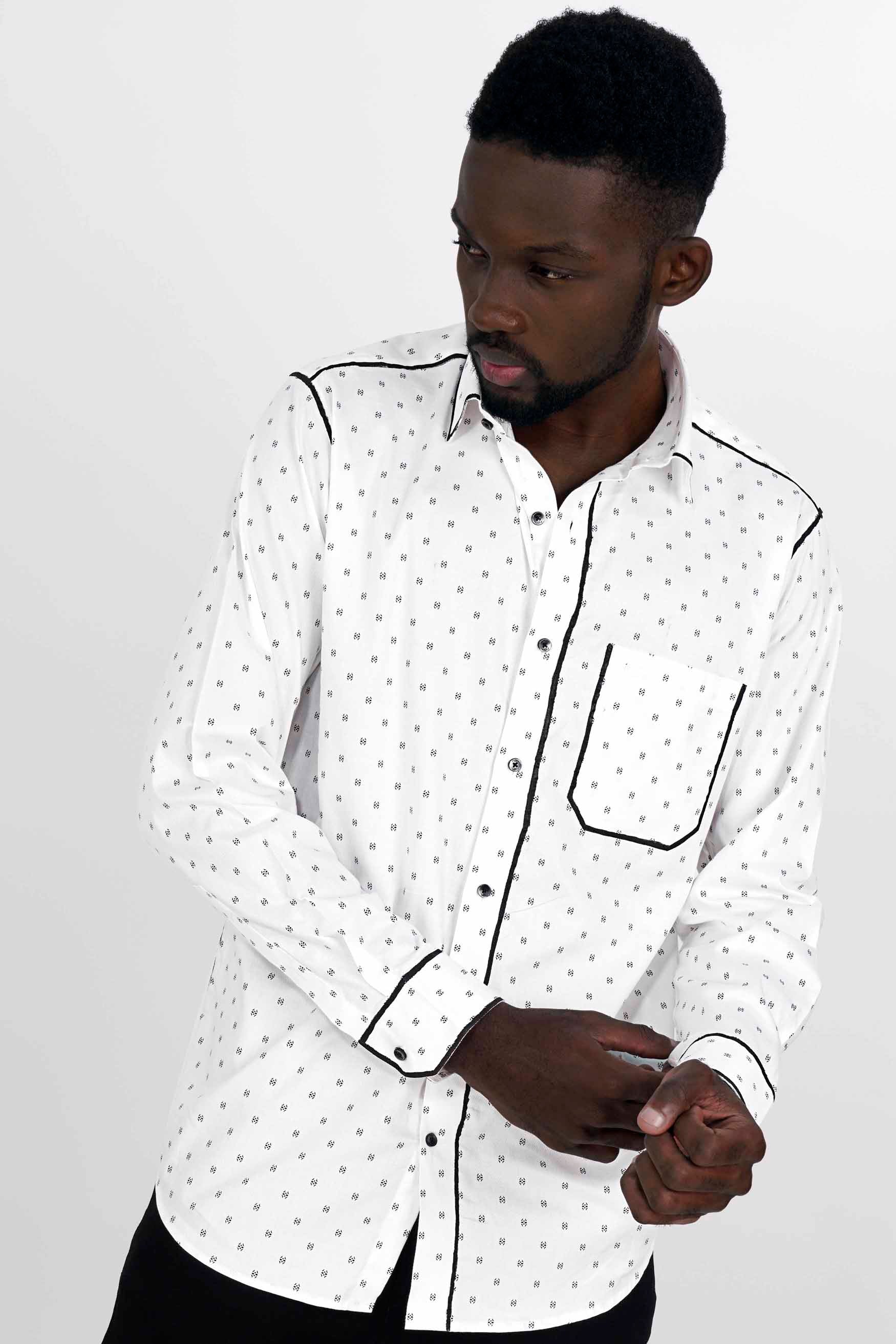 Bright White with Black Hand Painted Dobby Textured Premium Giza Cotton Designer Shirt 6461-BLK-ART-38, 6461-BLK-ART-H-38, 6461-BLK-ART-39, 6461-BLK-ART-H-39, 6461-BLK-ART-40, 6461-BLK-ART-H-40, 6461-BLK-ART-42, 6461-BLK-ART-H-42, 6461-BLK-ART-44, 6461-BLK-ART-H-44, 6461-BLK-ART-46, 6461-BLK-ART-H-46, 6461-BLK-ART-48, 6461-BLK-ART-H-48, 6461-BLK-ART-50, 6461-BLK-ART-H-50, 6461-BLK-ART-52, 6461-BLK-ART-H-52