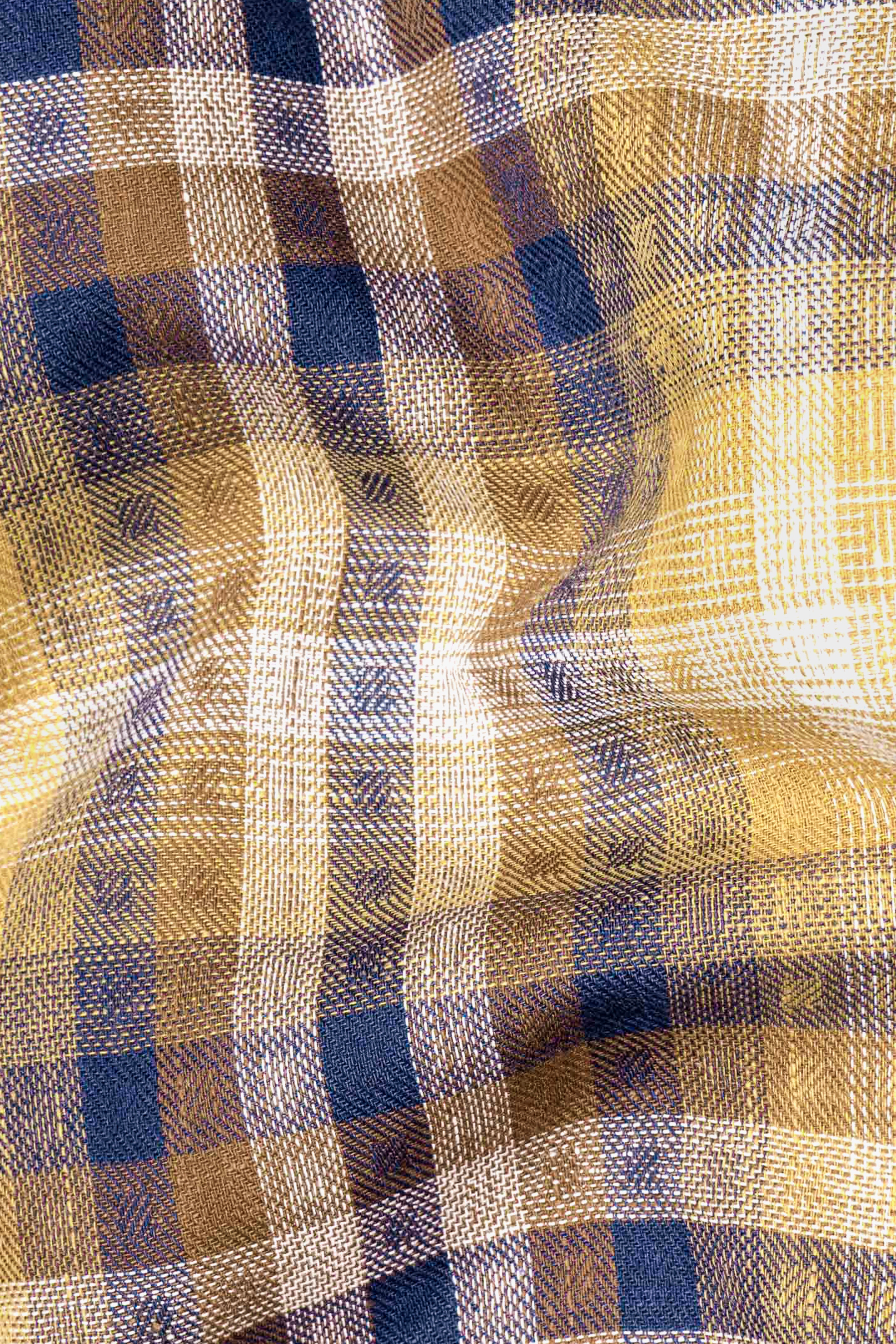 Ironstone Brown and Rhino Blue Plaid Twill Textured Premium Cotton Shirt