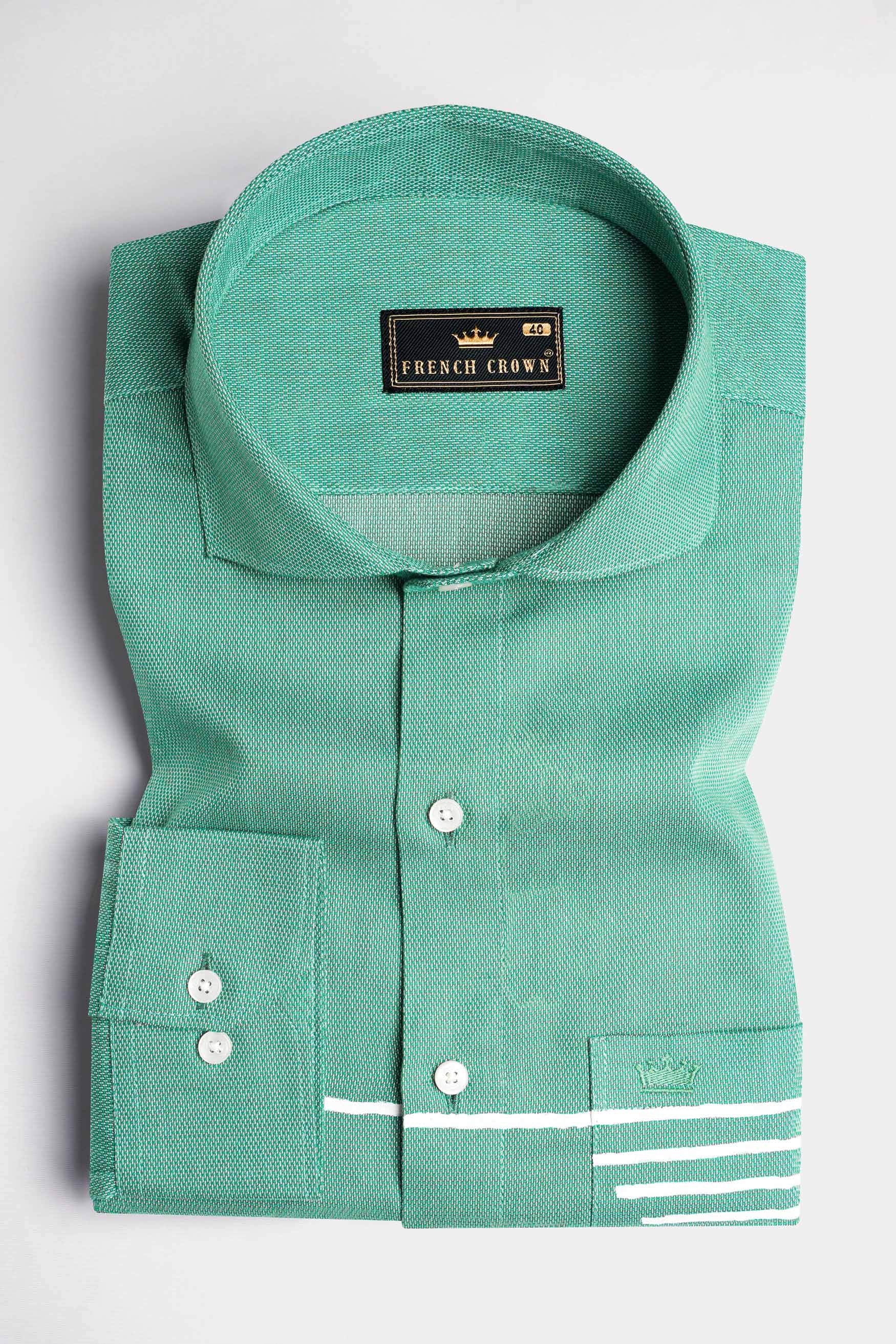 Seafom Green Hand Painted Dobby Textured Premium Giza Cotton Designer Shirt 6490-CA-ART-38, 6490-CA-ART-H-38, 6490-CA-ART-39, 6490-CA-ART-H-39, 6490-CA-ART-40, 6490-CA-ART-H-40, 6490-CA-ART-42, 6490-CA-ART-H-42, 6490-CA-ART-44, 6490-CA-ART-H-44, 6490-CA-ART-46, 6490-CA-ART-H-46, 6490-CA-ART-48, 6490-CA-ART-H-48, 6490-CA-ART-50, 6490-CA-ART-H-50, 6490-CA-ART-52, 6490-CA-ART-H-52
