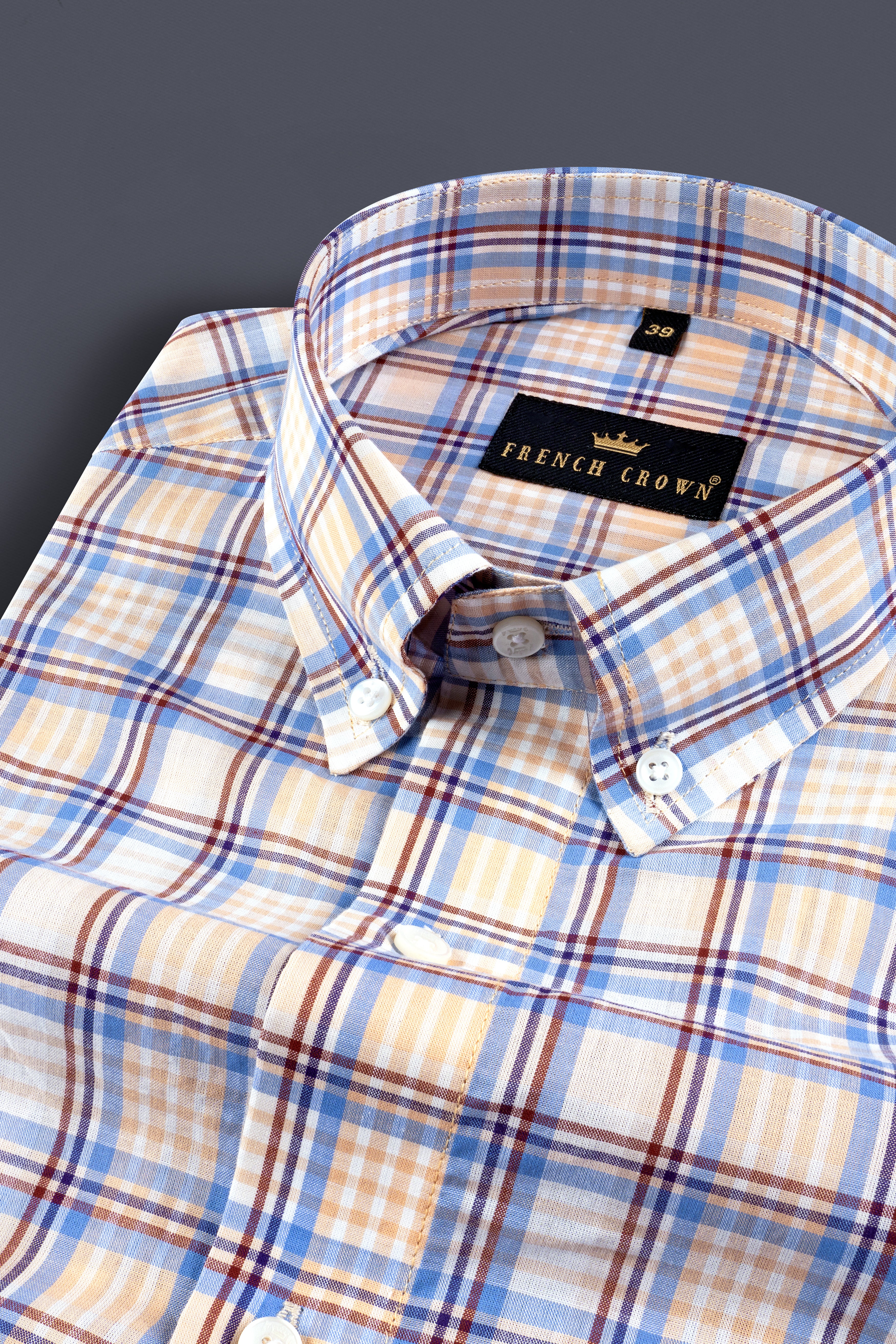 Mandys Brown Checkered Premium Cotton Shirt