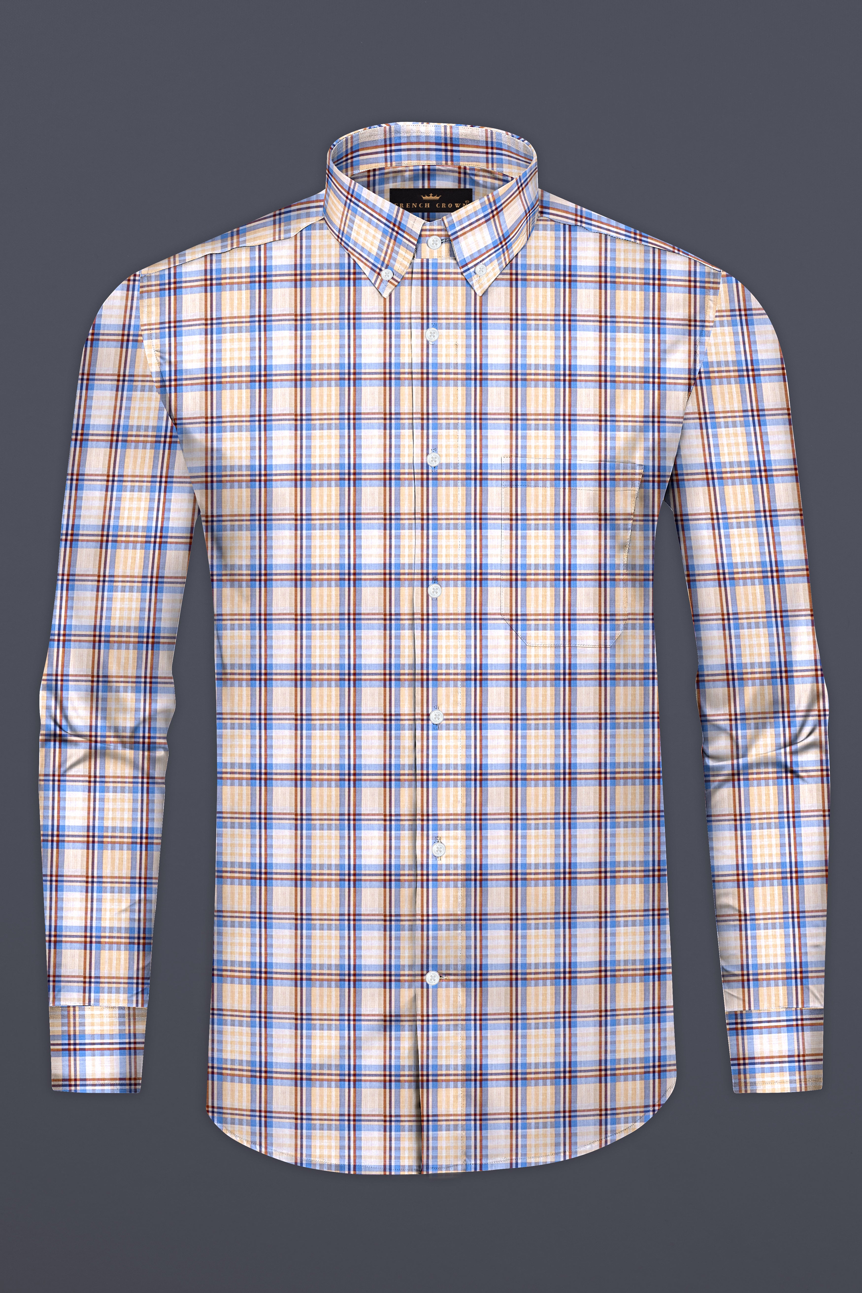 Mandys Brown Checkered Premium Cotton Shirt