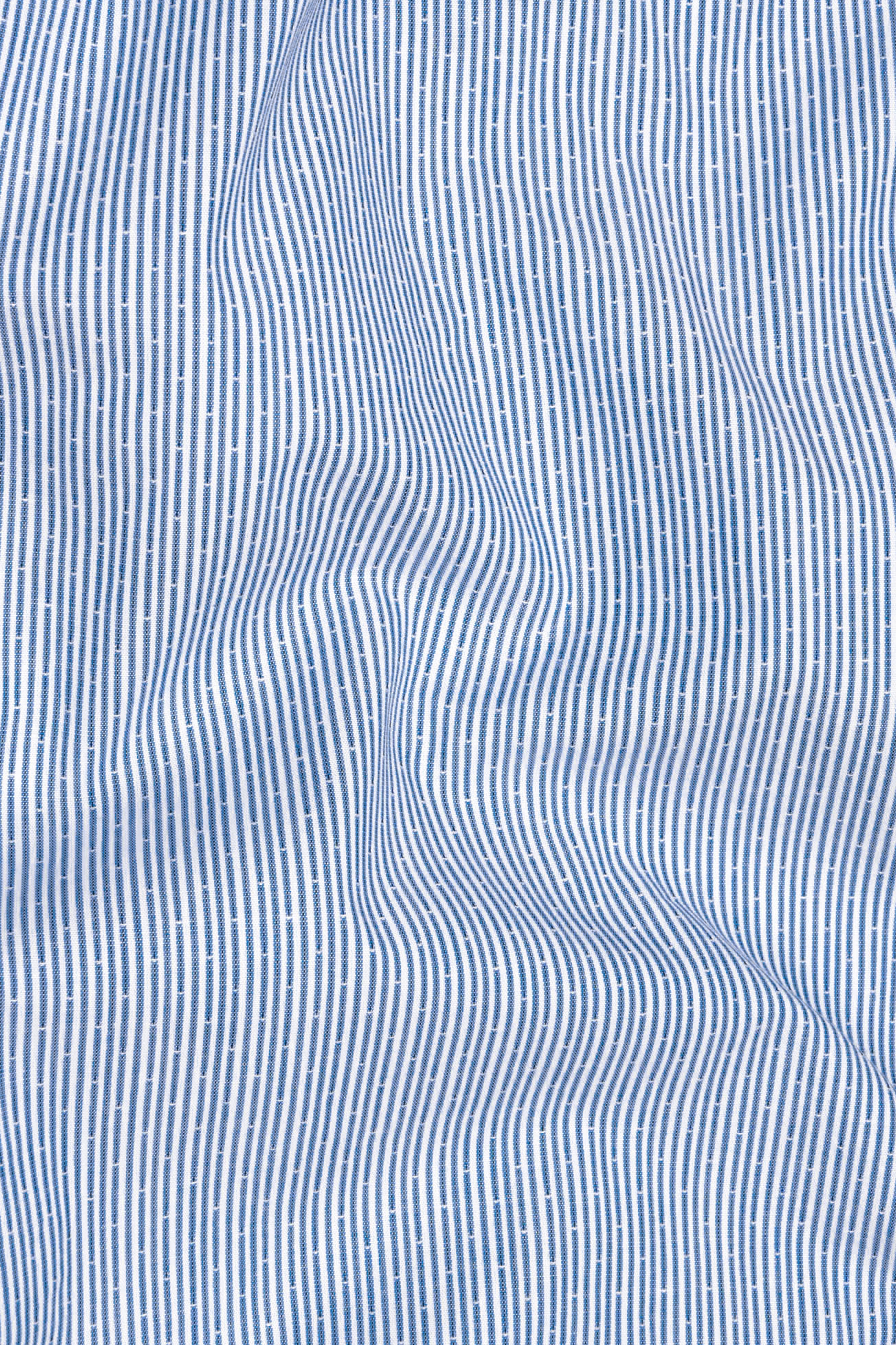 Bright White Pinstriped Dobby Textured Premium Giza Cotton Shirt