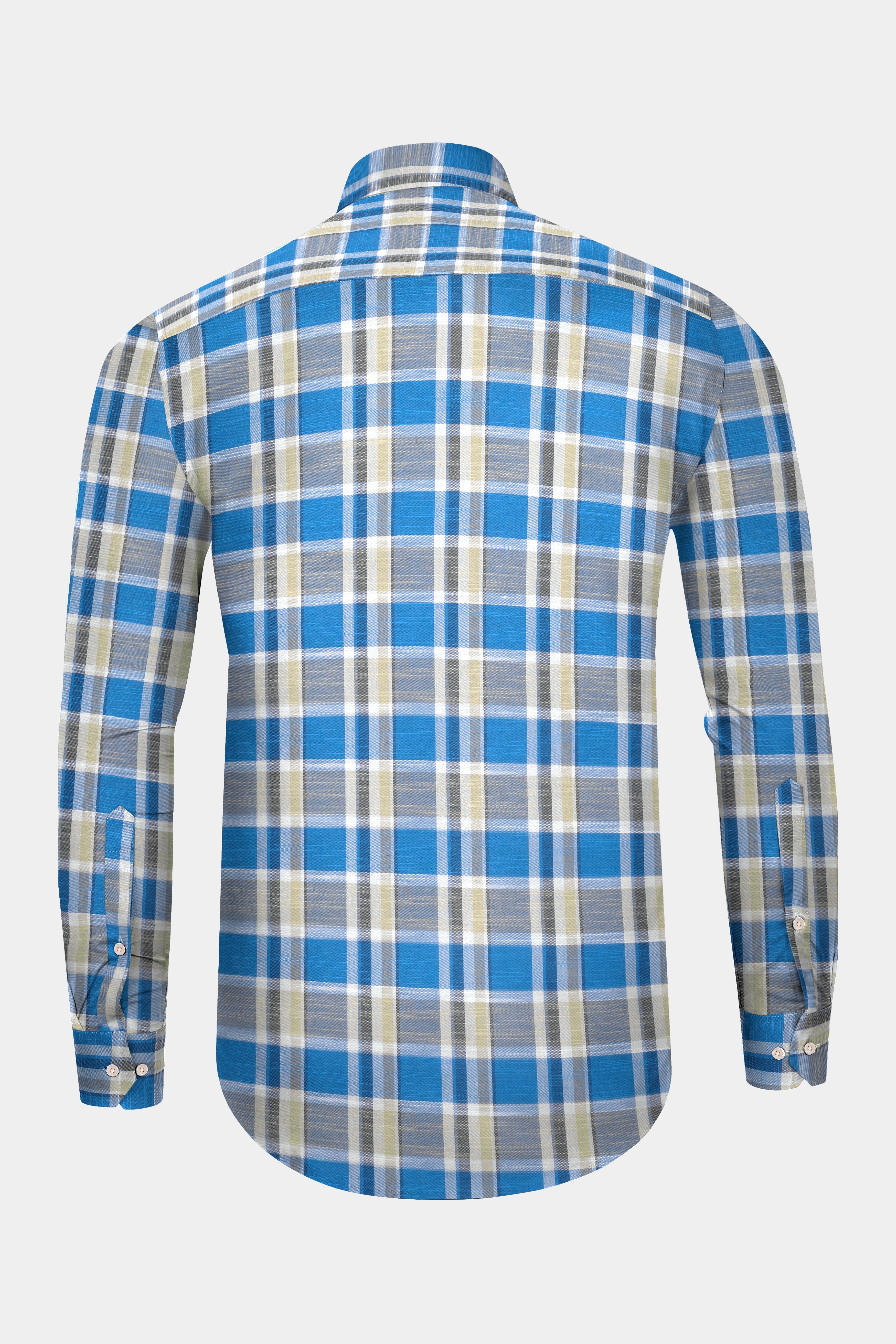 Cararra with Shakespeare Blue Plaid Luxurious Linen Shirt