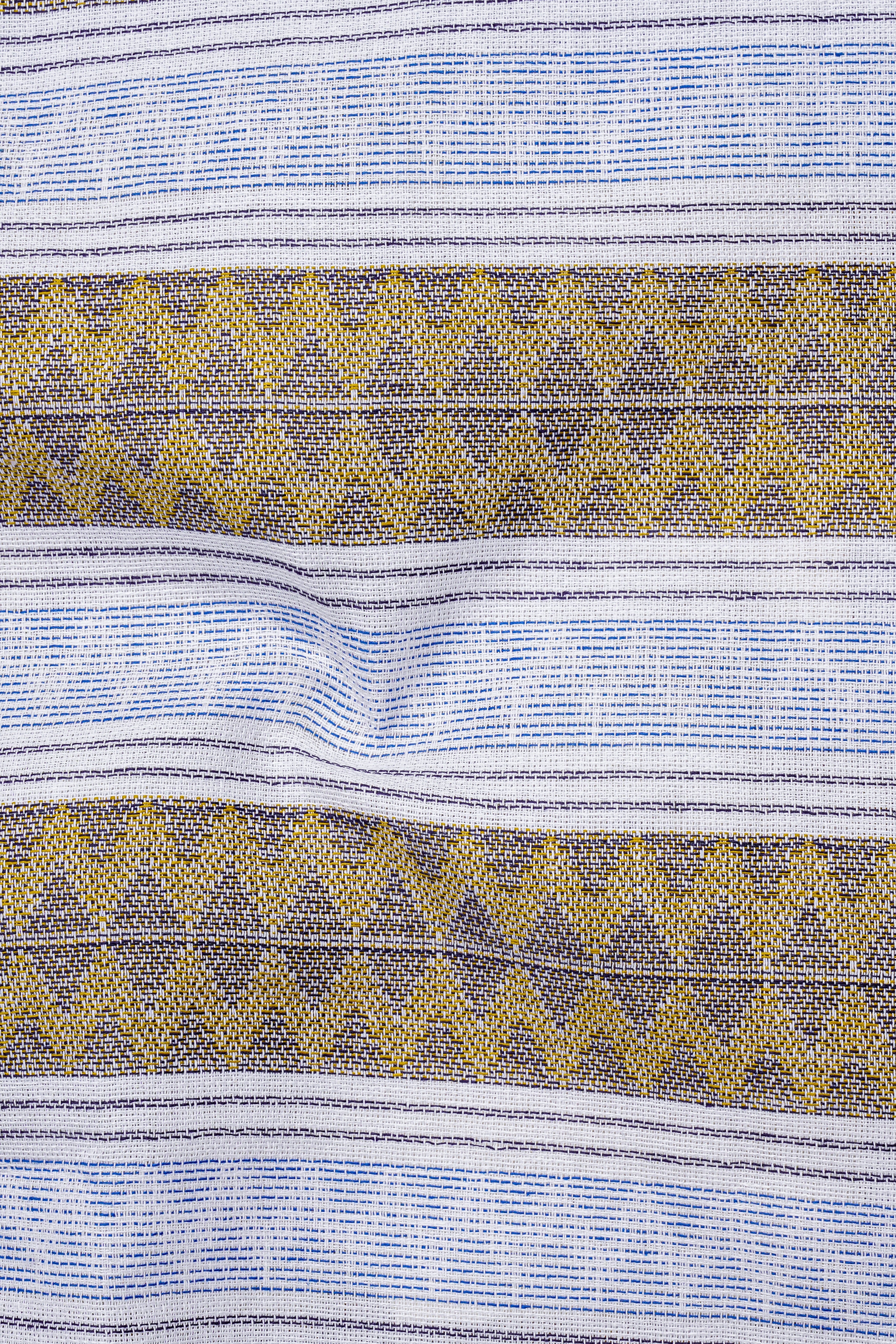 Bright White with Brown Dobby Textured Premium Cotton Overshirt/Shacket