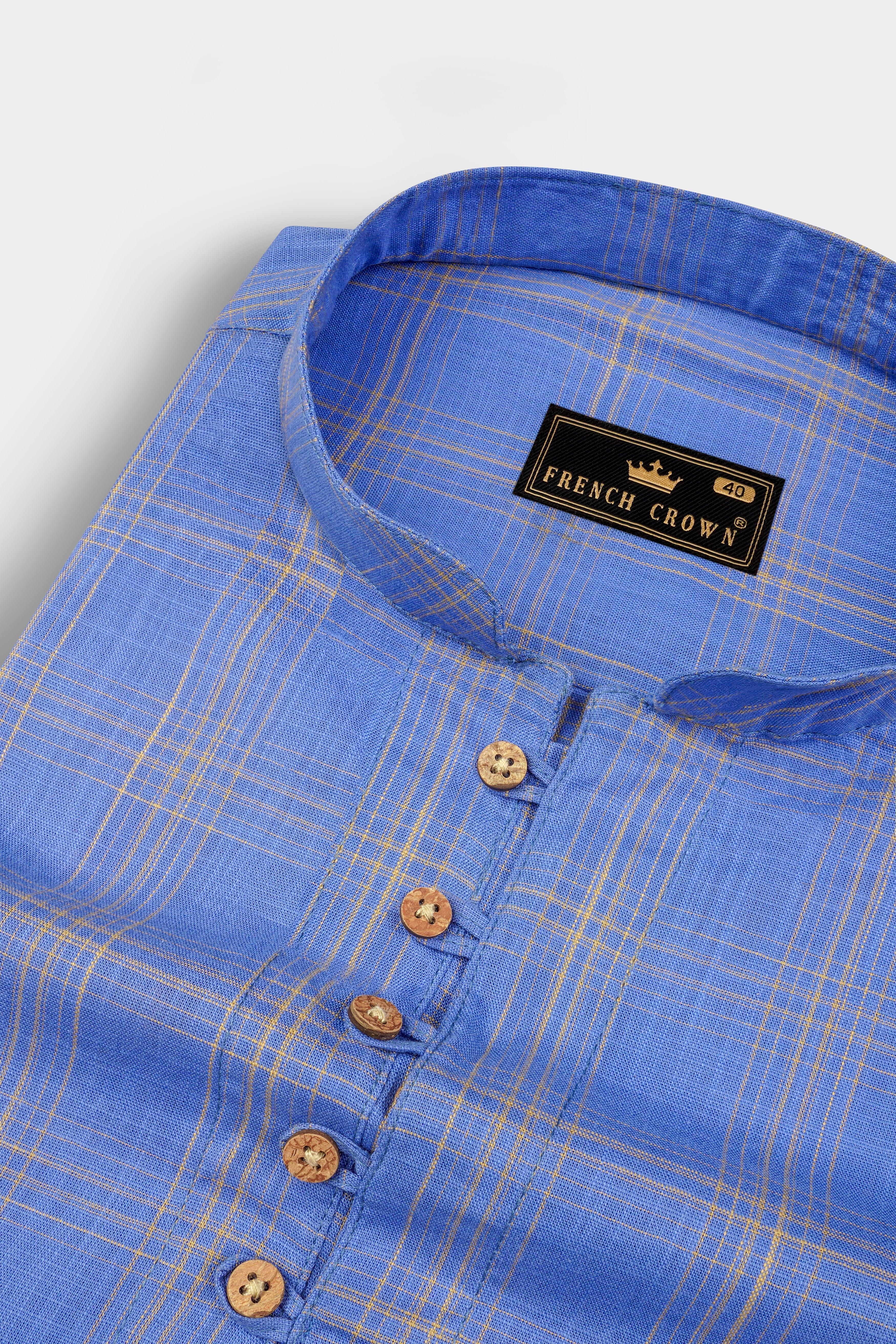 scrampi Blue Plaid Luxurious Linen shirt