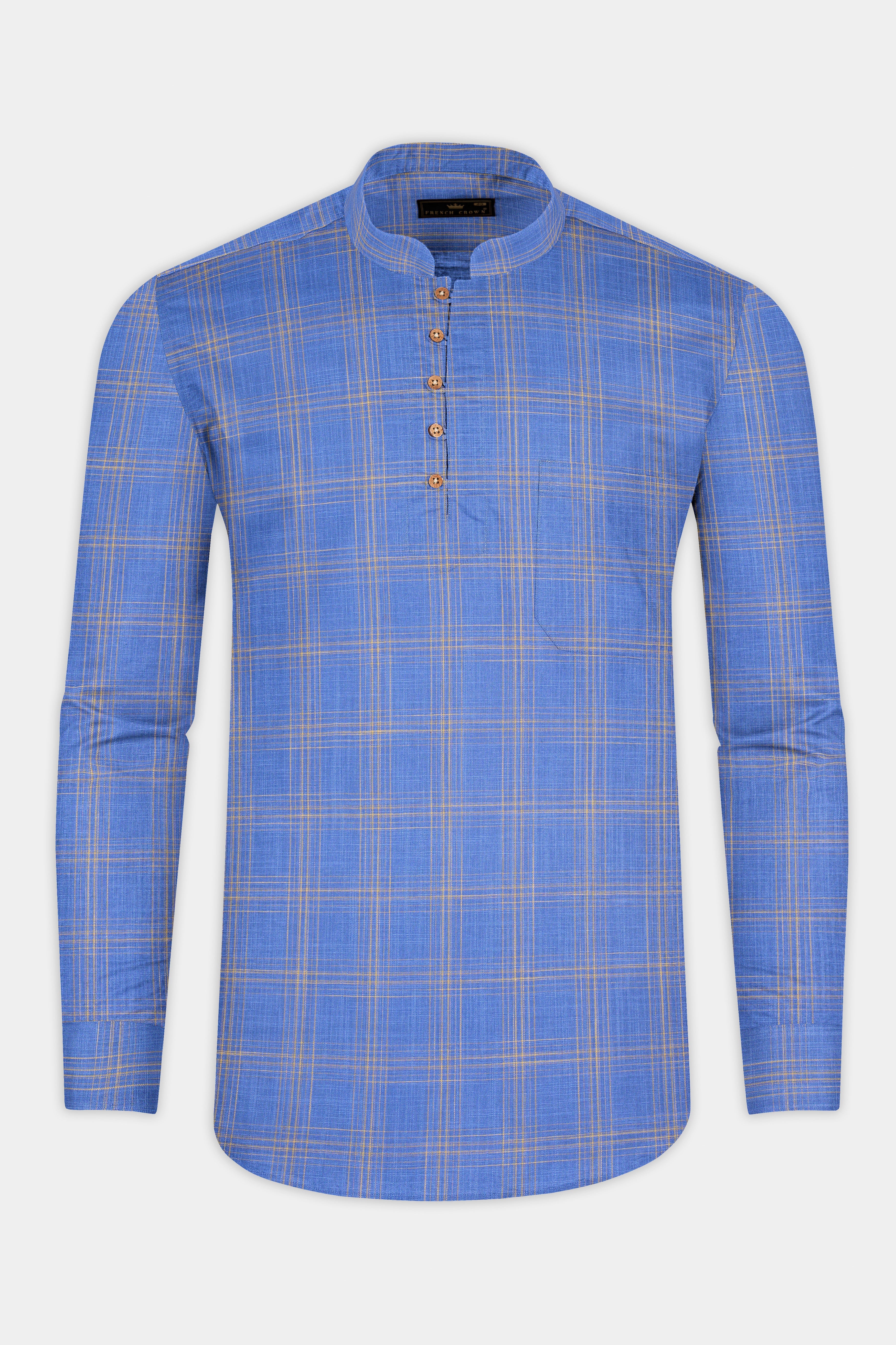 scrampi Blue Plaid Luxurious Linen shirt