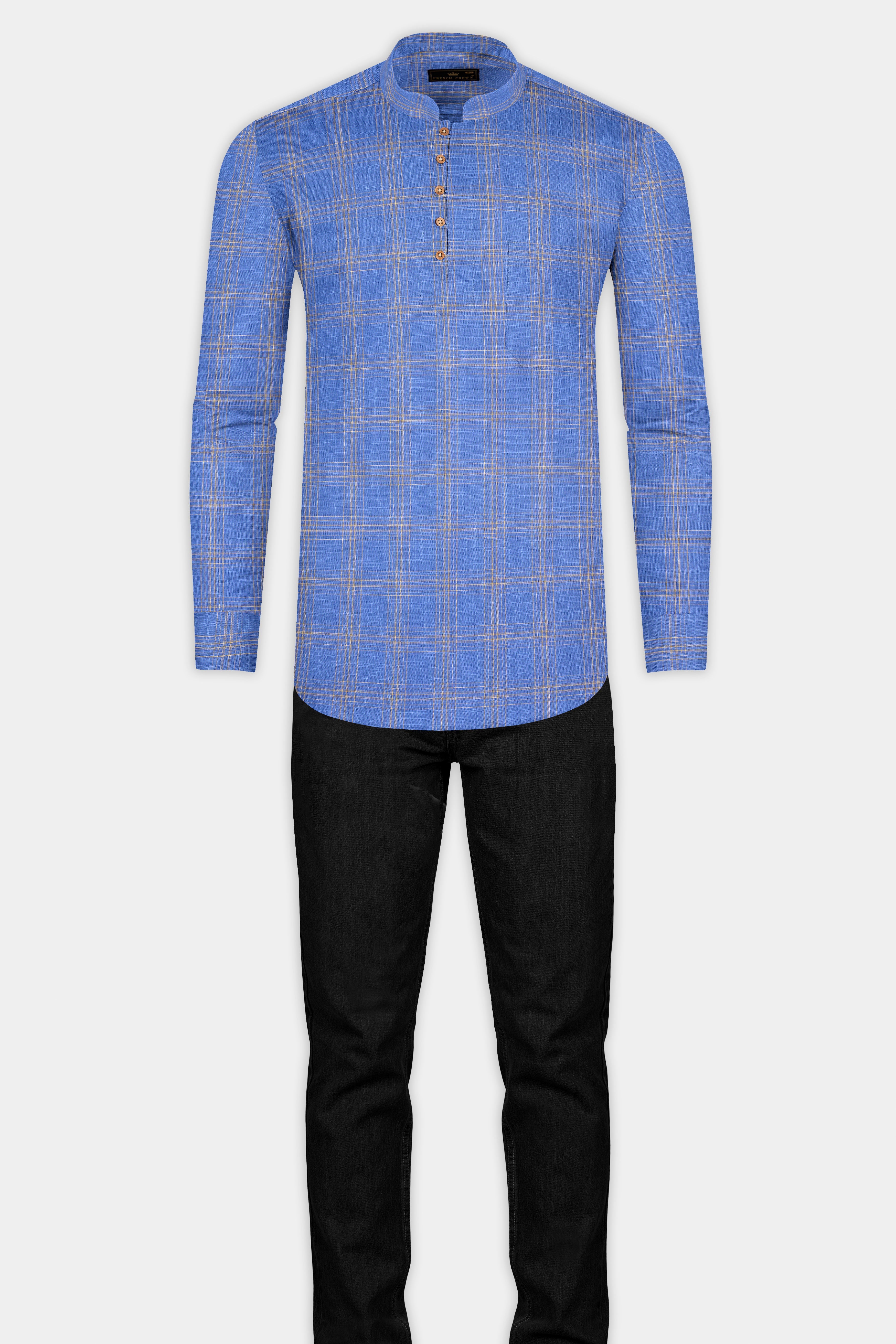 scrampi Blue Plaid Luxurious Linen shirt