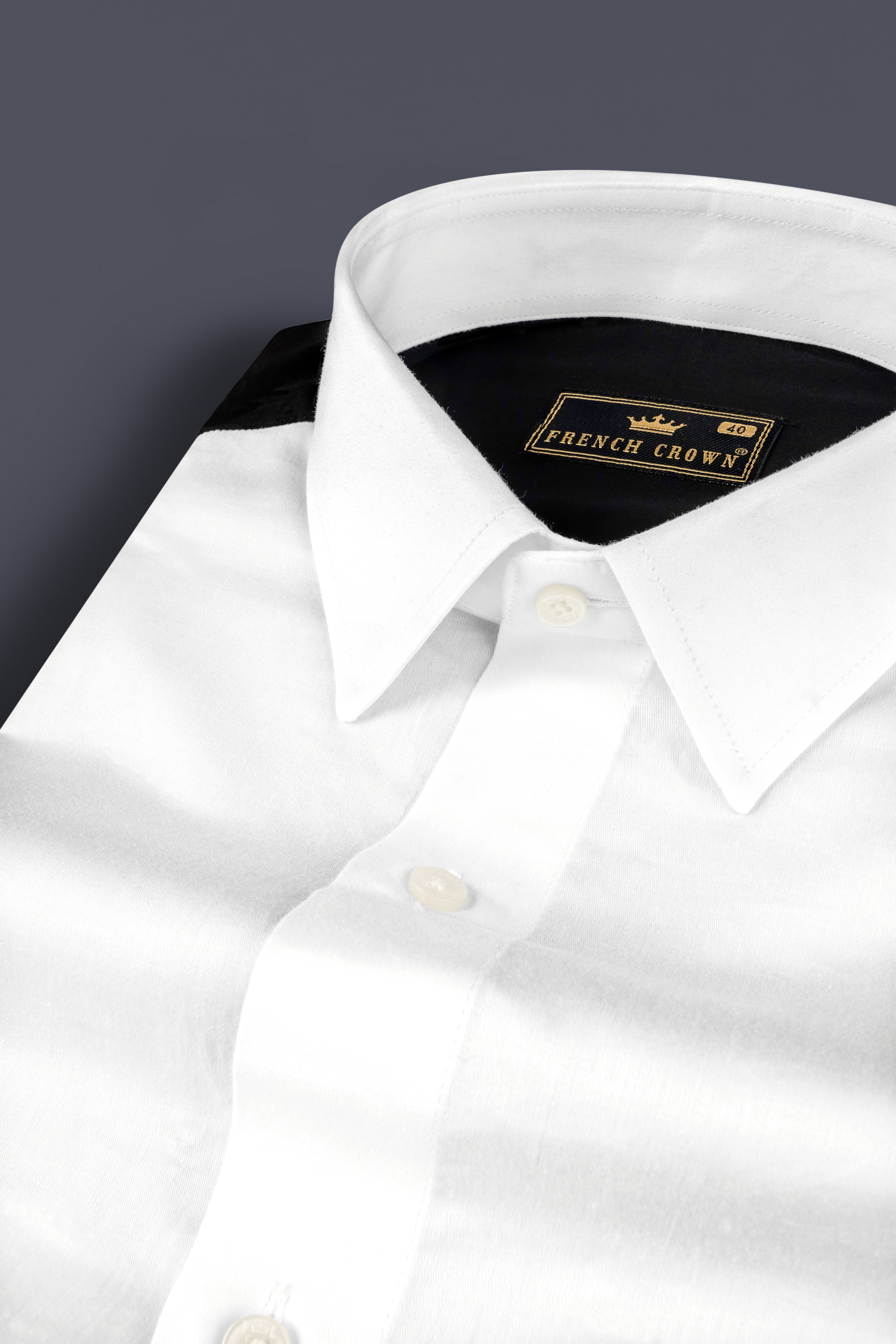 Bright White with Checkered Back Super Soft Premium Cotton Shirt