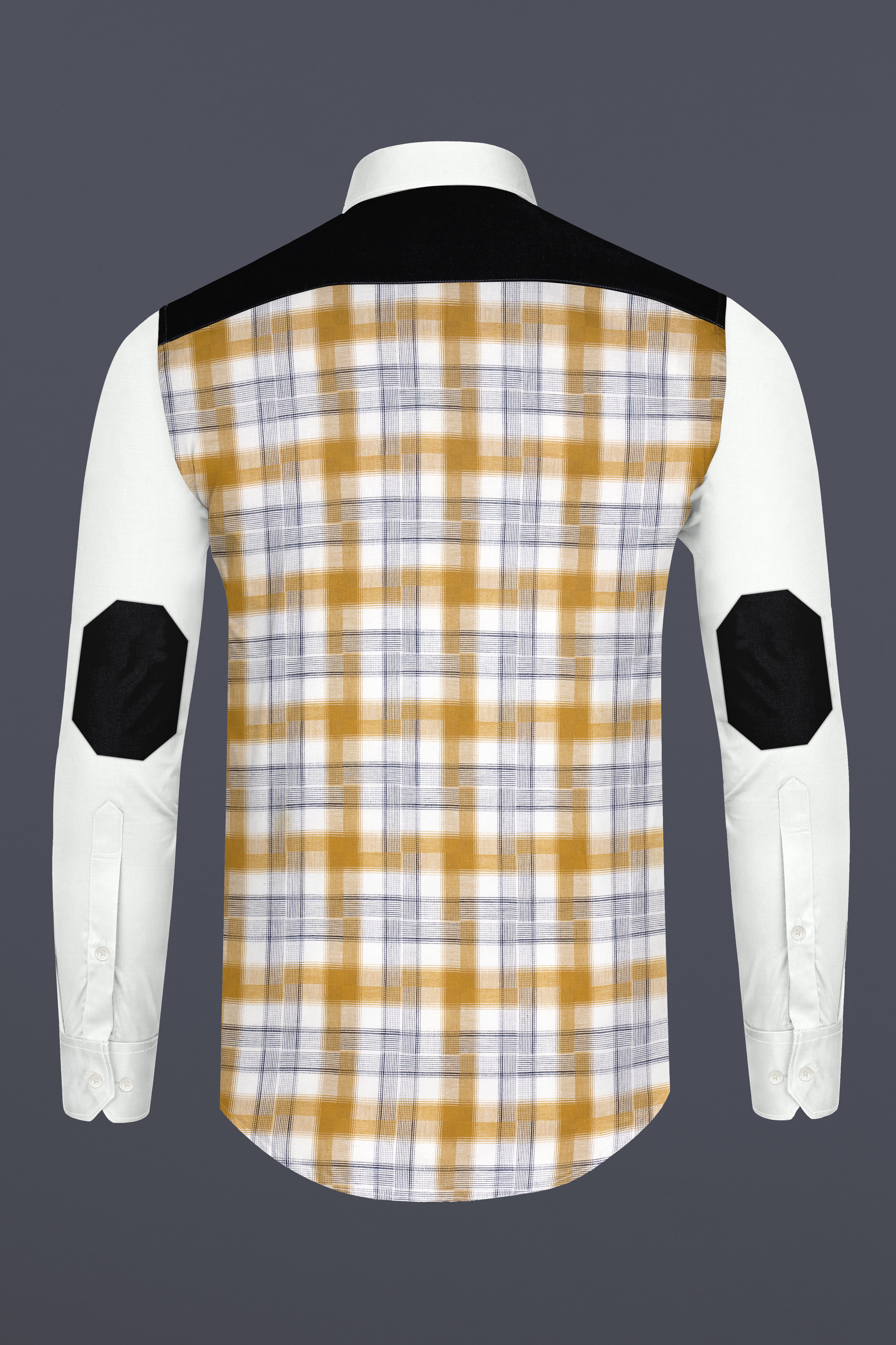 Bright White with Checkered Back Super Soft Premium Cotton Shirt