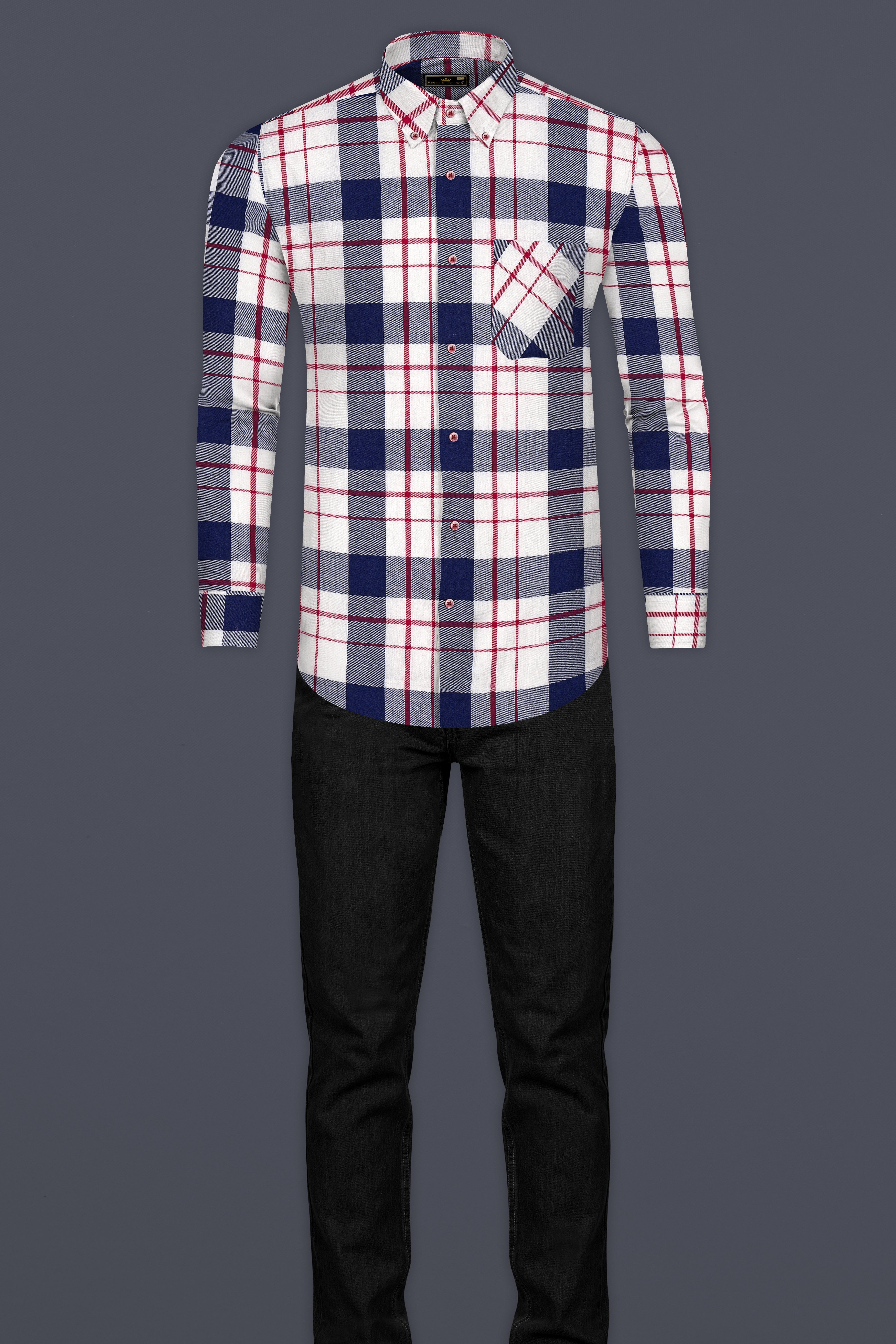 Ebony Clay Twill Plaid Premium Cotton Shirt
