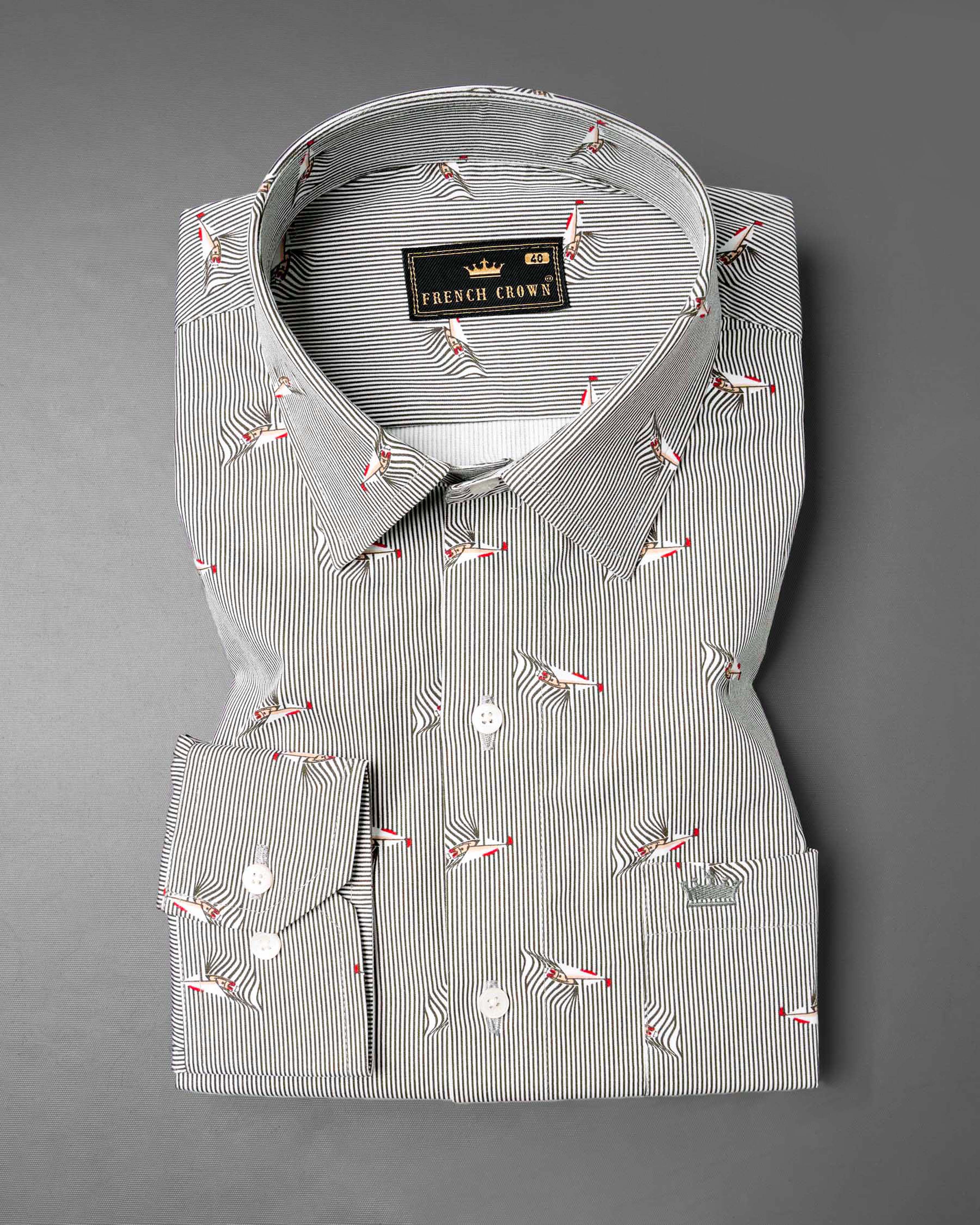 Ash Gray Octopus Printed Premium Cotton Designer Shirt