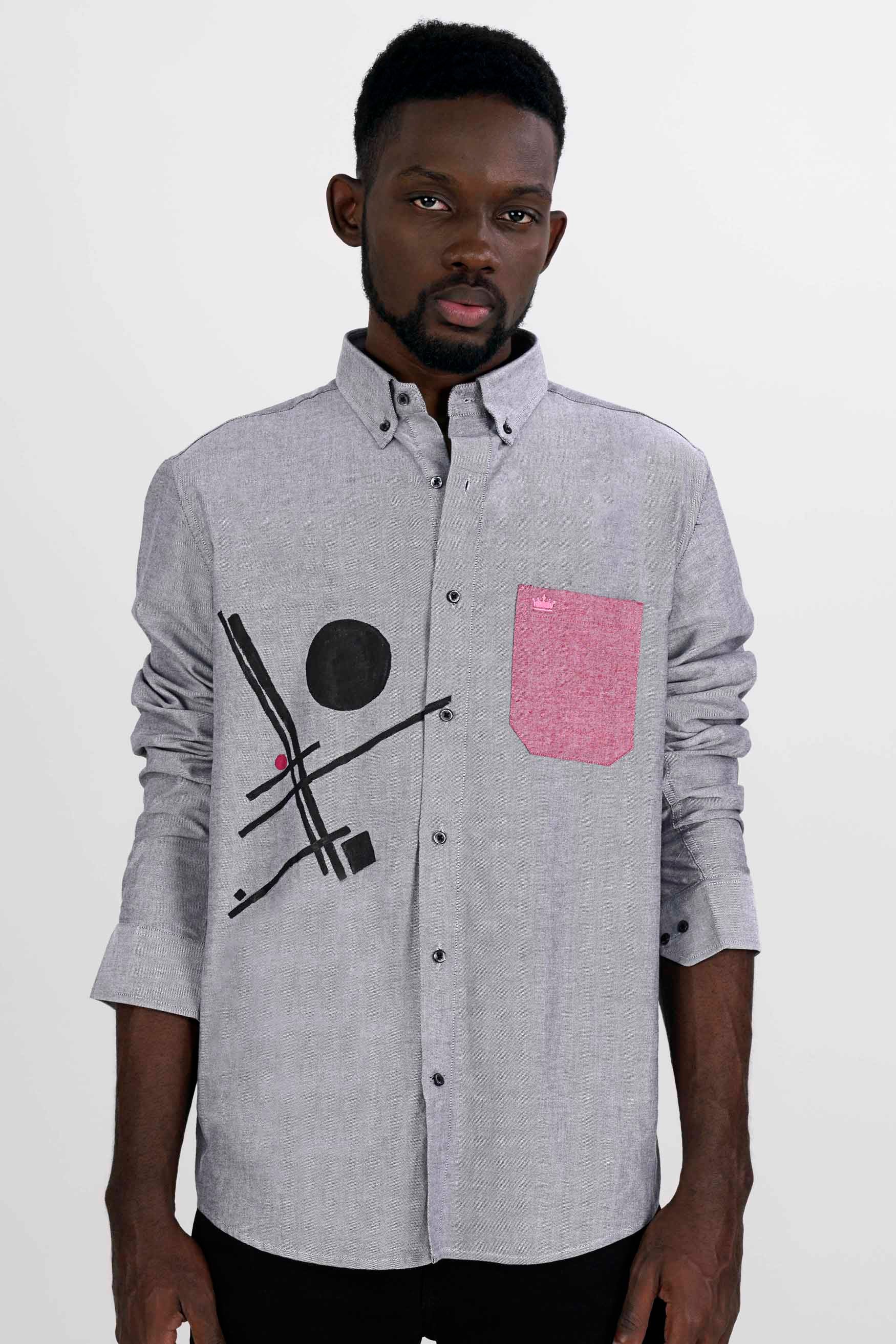 Mischka Gray and Black Hand Painted Royal Oxford Designer Shirt 6722-BD-BLK-ART-38, 6722-BD-BLK-ART-H-38, 6722-BD-BLK-ART-39, 6722-BD-BLK-ART-H-39, 6722-BD-BLK-ART-40, 6722-BD-BLK-ART-H-40, 6722-BD-BLK-ART-42, 6722-BD-BLK-ART-H-42, 6722-BD-BLK-ART-44, 6722-BD-BLK-ART-H-44, 6722-BD-BLK-ART-46, 6722-BD-BLK-ART-H-46, 6722-BD-BLK-ART-48, 6722-BD-BLK-ART-H-48, 6722-BD-BLK-ART-50, 6722-BD-BLK-ART-H-50, 6722-BD-BLK-ART-52, 6722-BD-BLK-ART-H-52